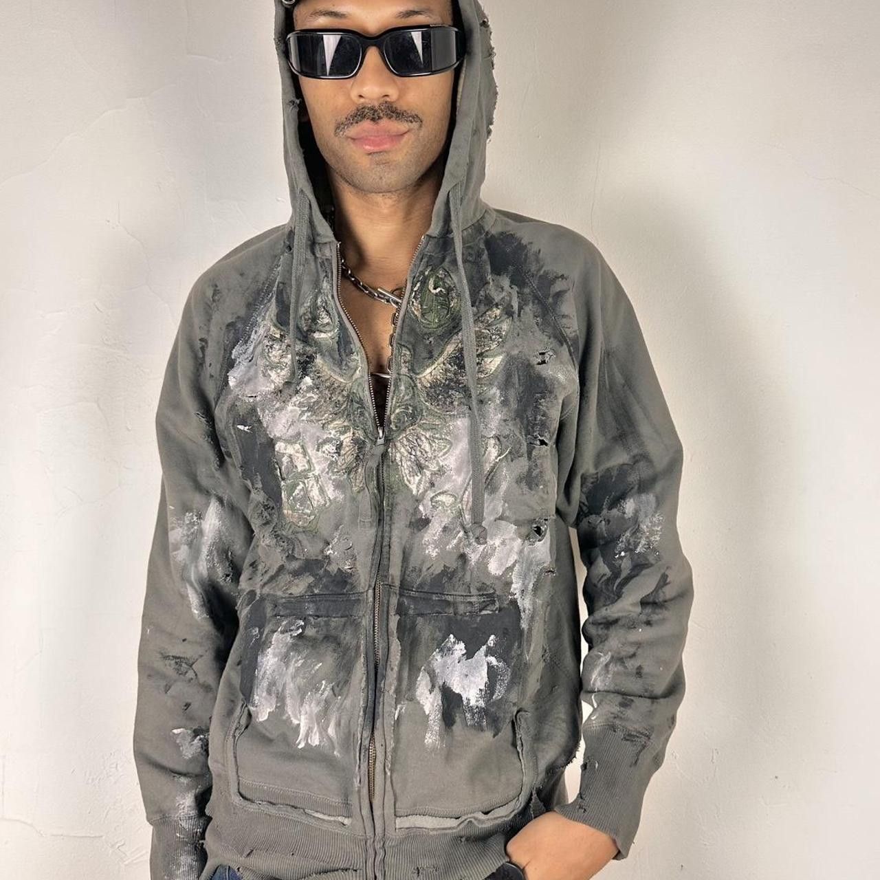Other ASTROBOI* Y2K Indie Grunge Gray Painted Sweatshirt - Large Size US L / EU 52-54 / 3 - 1 Thumbnail
