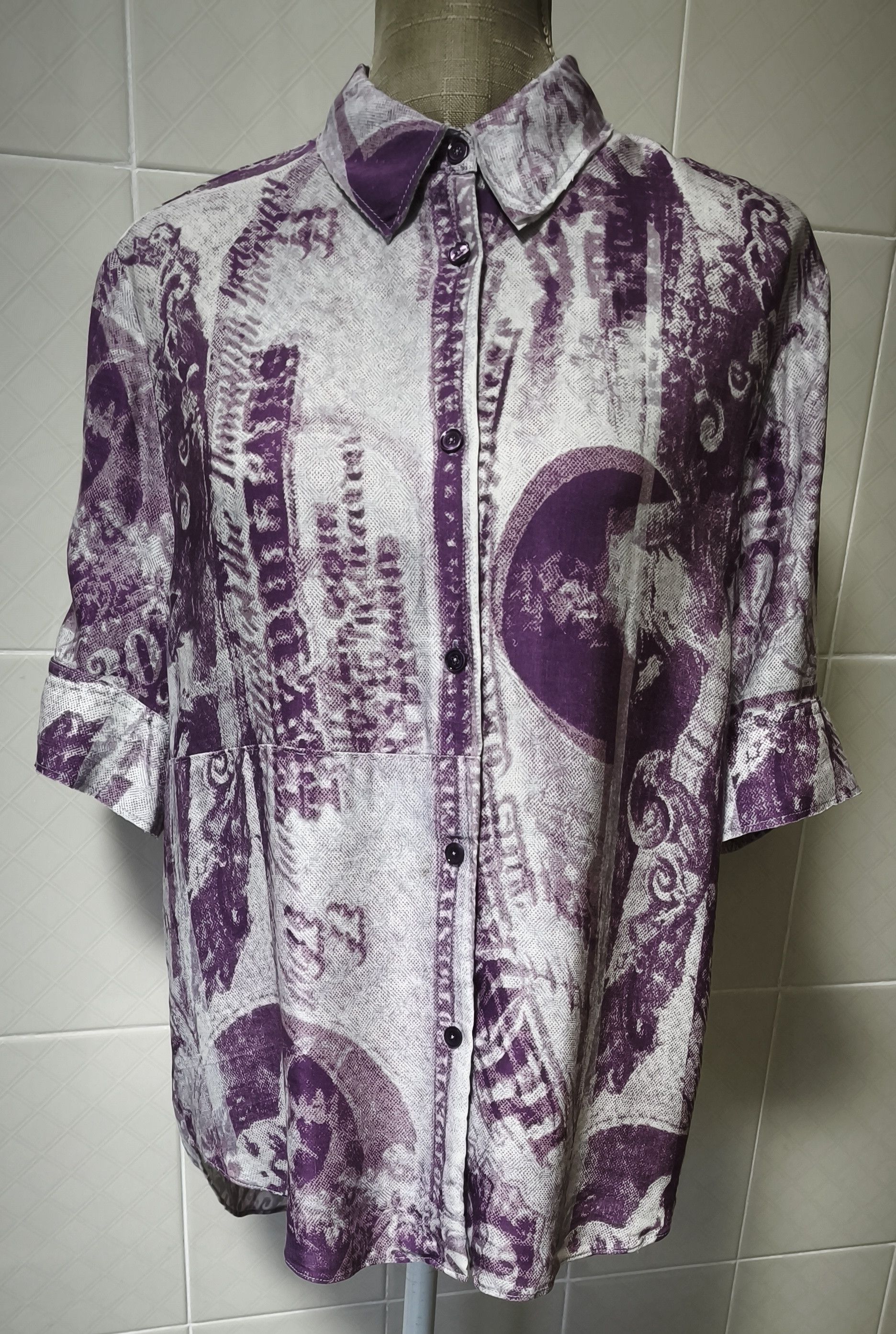 Acne Studios Oversized shirt - dollar bill-inspired print Size M / US 6-8 / IT 42-44 - 10 Thumbnail