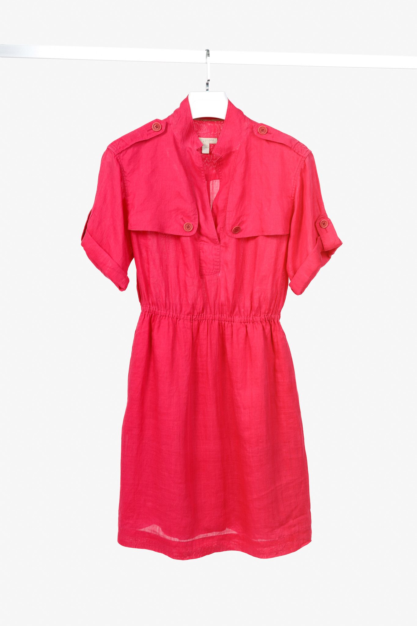 Burberry Burberry Brit Crimson Pink Ramie Trench Mini Dress Size M / US 6-8 / IT 42-44 - 1 Thumbnail