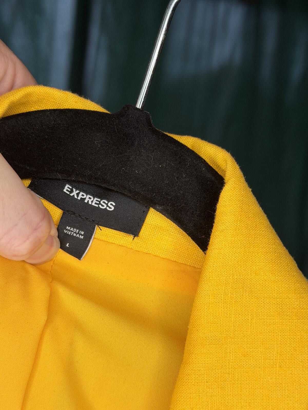 Express Express Yellow Linen Blend Blazer - Size L Size L / US 10 / IT 46 - 2 Thumbnail