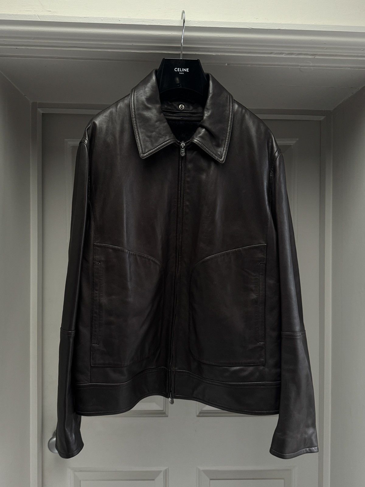 Armani Collezioni Armani Collezioni Men’s Brown Lambskin Leather Jacket IT 52 Size US L / EU 52-54 / 3 - 1 Thumbnail