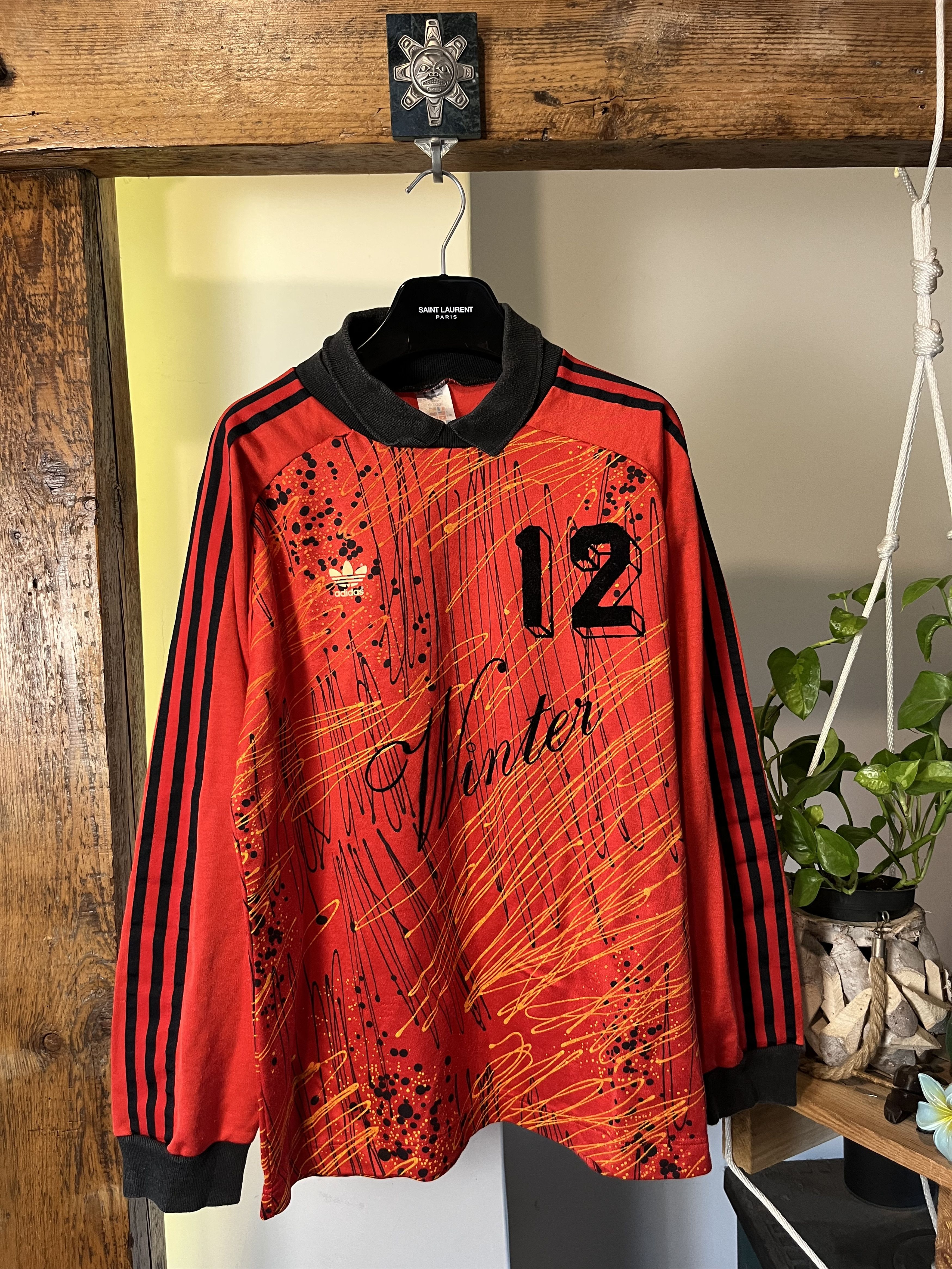 Vintage 1990 Adidas Goalkeeper Jersey Red Paint Splatter Padded Size US L / EU 52-54 / 3 - 1 Thumbnail