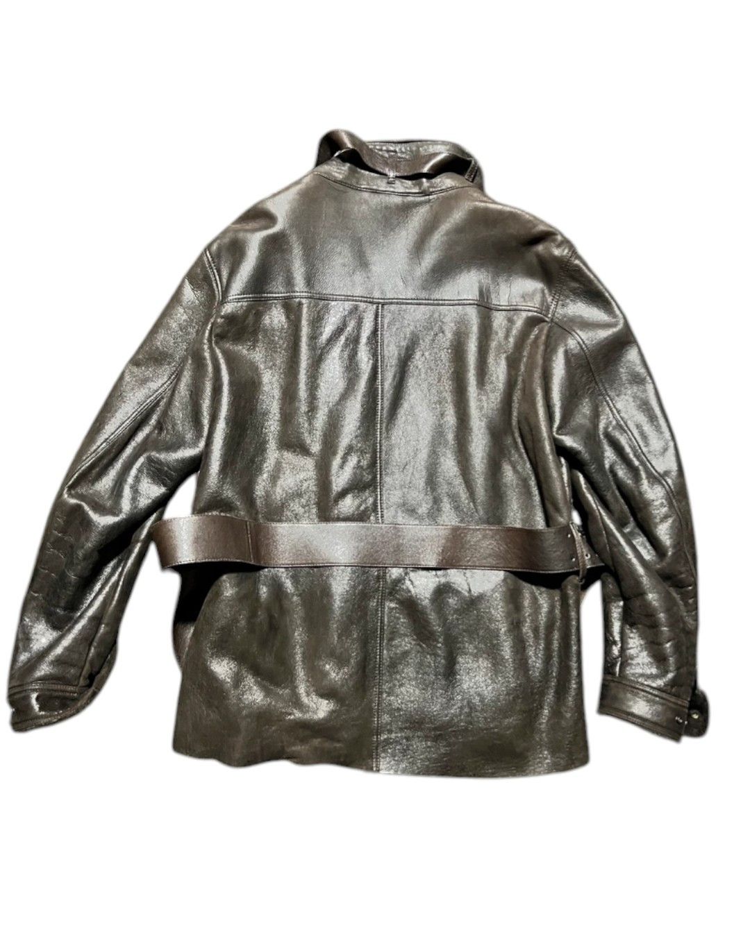 Prada PRADA SPORT SHEARLING LEATHER BELTED BIKER COAT JACKET Size US L / EU 52-54 / 3 - 4 Thumbnail