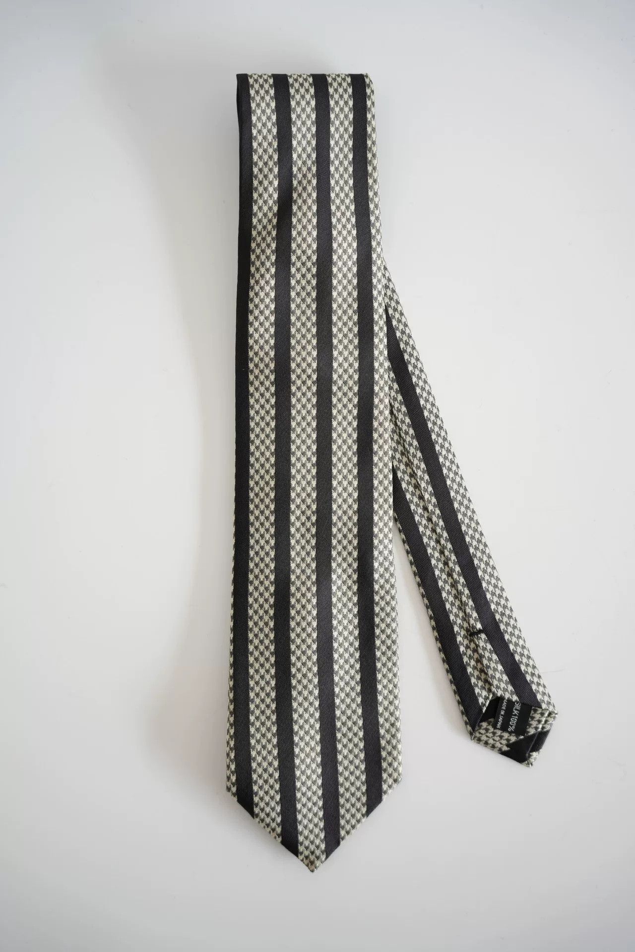 Yohji Yamamoto Yohji Yamamoto Black and White Silk Tie Size ONE SIZE - 1 Thumbnail