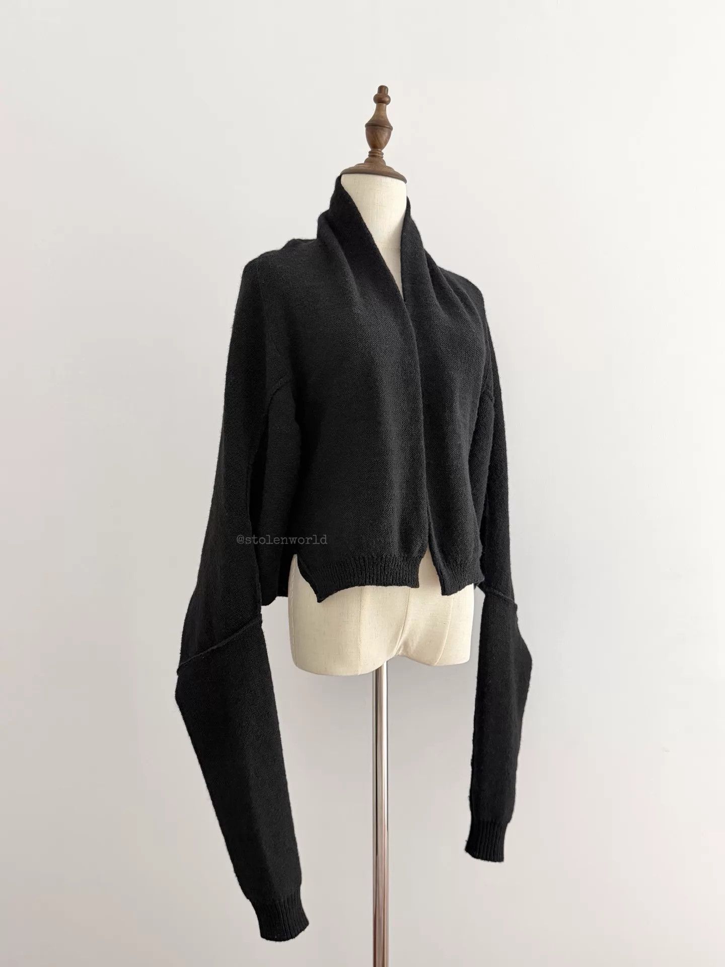 Yohji Yamamoto Yohji Yamamoto Y's 2-Way Pure Wool Knit Top Stacked Sleeves Size ONE SIZE - 2 Thumbnail