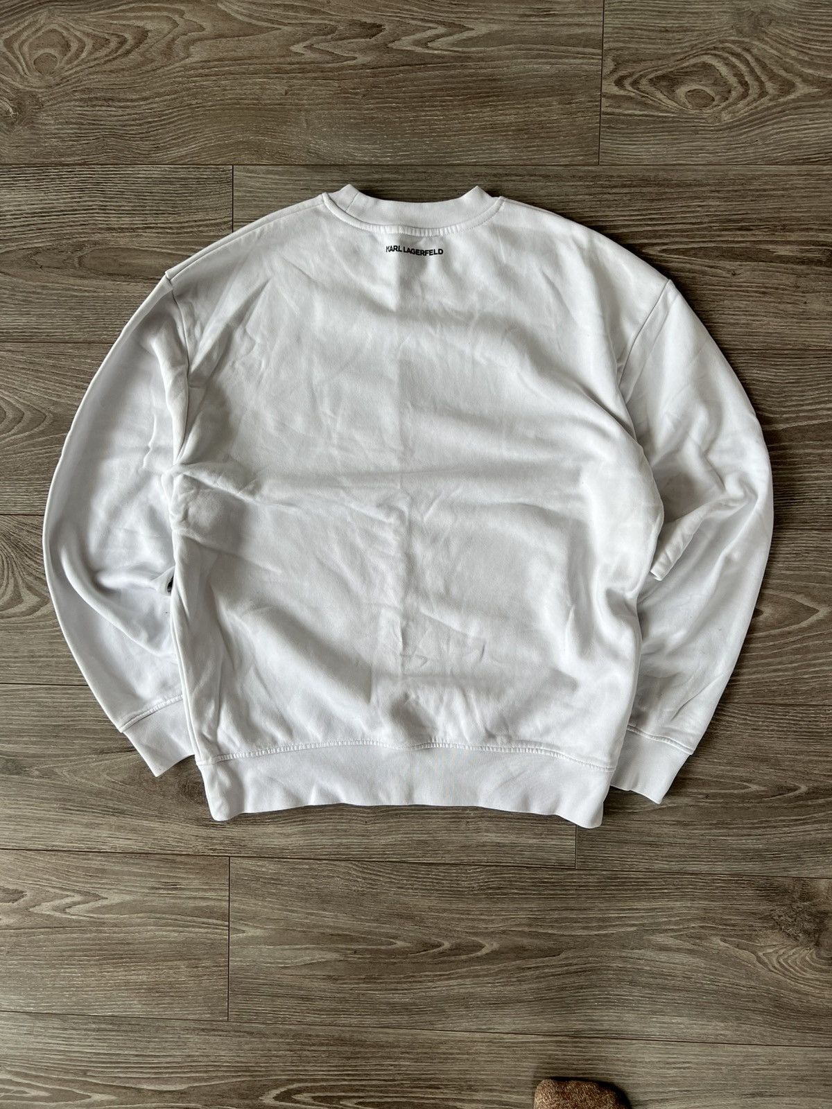 Designer × Karl Lagerfeld ‼️Karl Lagerfeld Cara❤️Karl Big Knit Logo White Sweatshirt‼️ Size US L / EU 52-54 / 3 - 16 Thumbnail