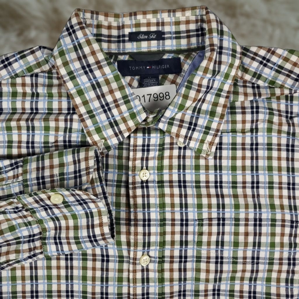 Tommy Hilfiger Tommy Hilfiger Shirt Mens Medium Beige Plaid Slim Fit Button-Up Long Sleeve Size US M / EU 48-50 / 2 - 1 Thumbnail