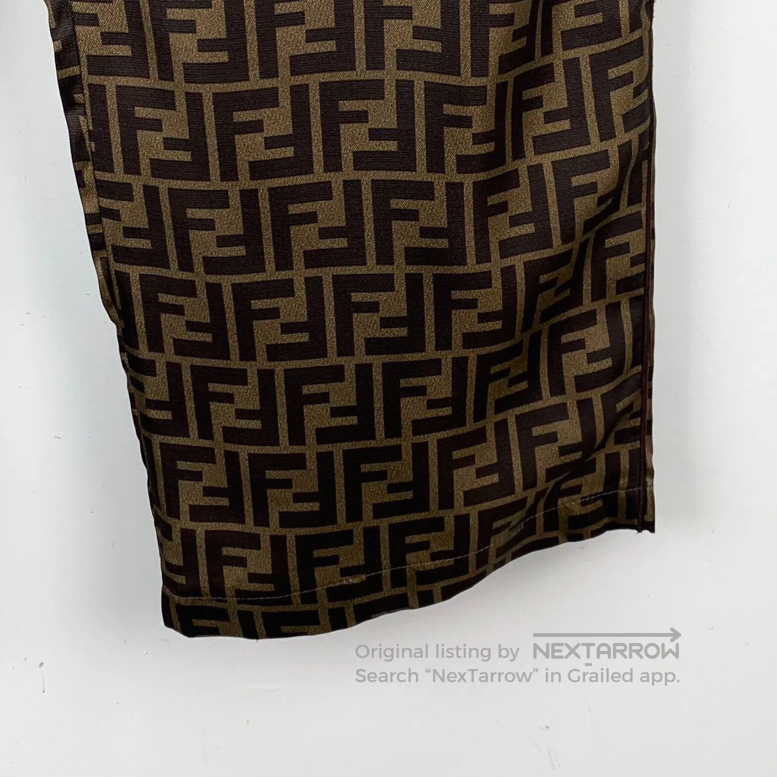 Fendi FENDI Beige Double F Monogram Printed Silk-cotton Casual T Size US 30 / EU 46 - 4 Thumbnail