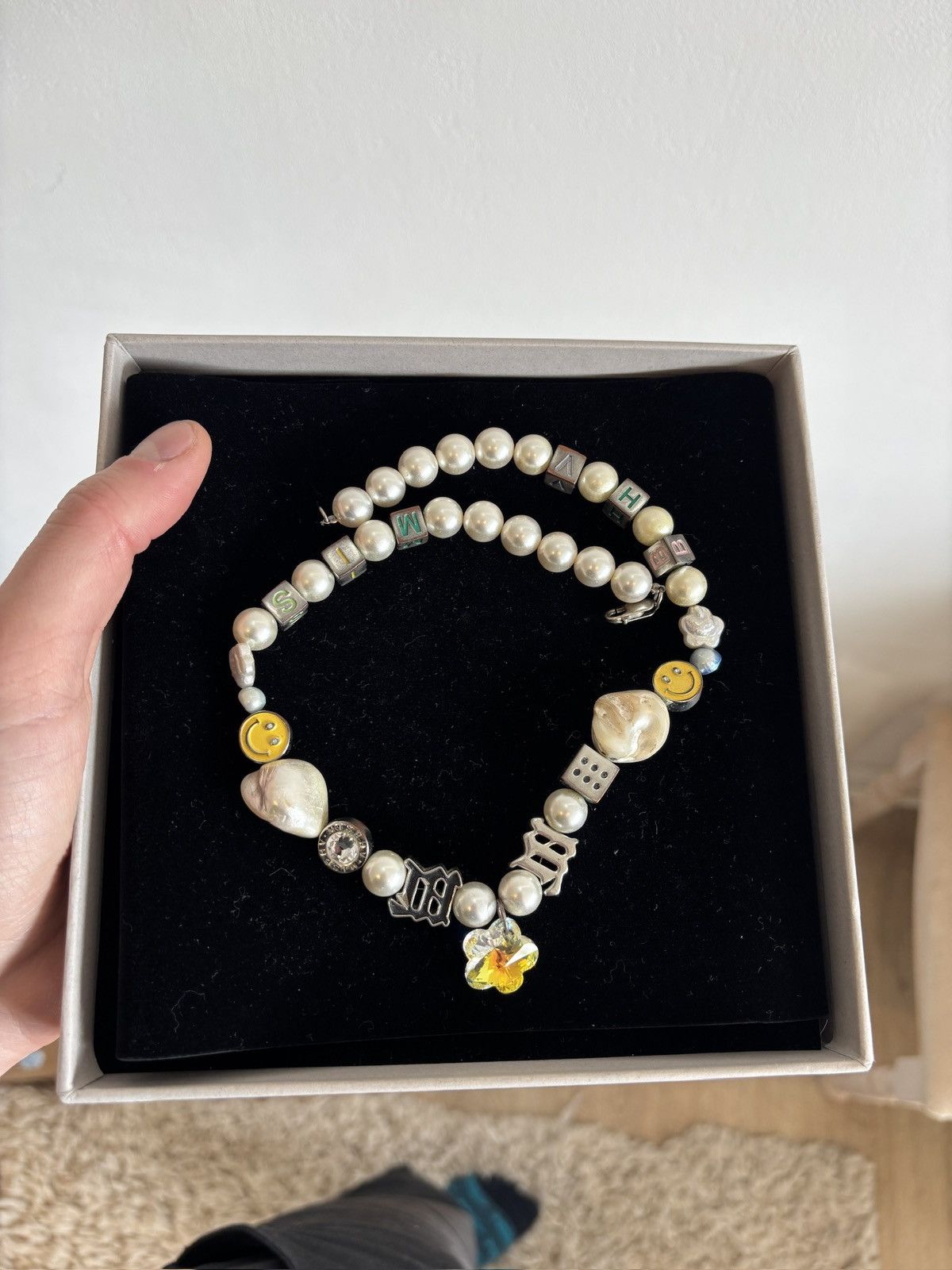 Misbhv MISBHV 17” pearl LA bead necklace with logo charms - Size ONE SIZE - 4 Thumbnail