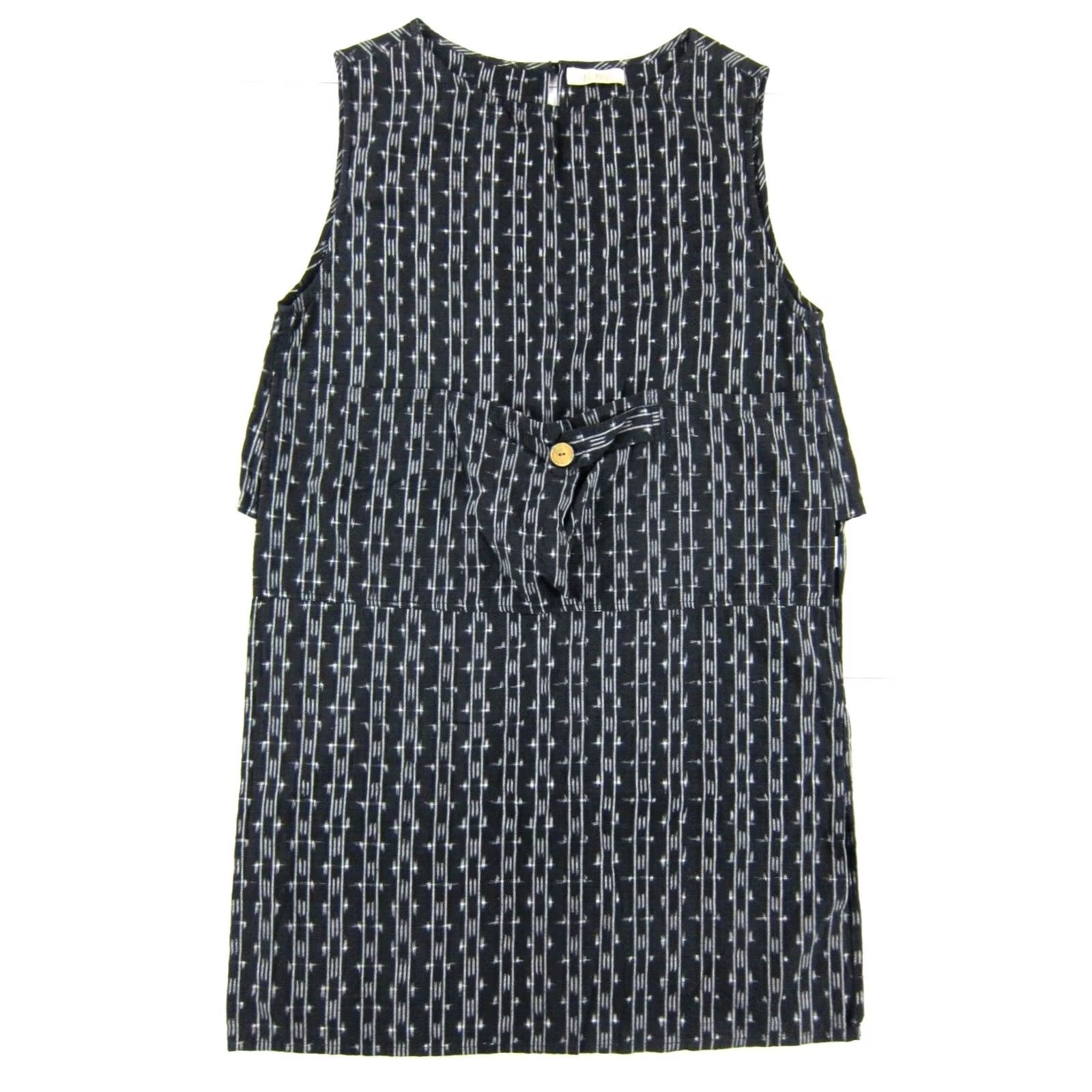 Nomad No Mad 100% Cotton Black White Pocket Tank Apron Open Sides Dress Large Size L / US 10 / IT 46 - 2 Thumbnail
