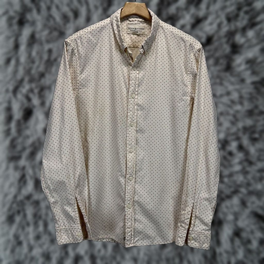 Vintage VINTAGE Ralph Lauren Denim & Supply Button-Down Shirt Mens L Ivory Stars Shirt Long Sleeve Casual Size US L / EU 52-54 / 3 - 1 Thumbnail