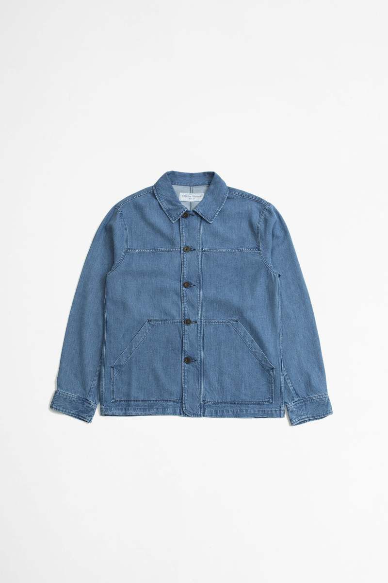 Officine Generale o1mle1025 Lorenzo Tencel Work Jacket in Light Blue Size US XXL / EU 58 / 5 - 1 Thumbnail