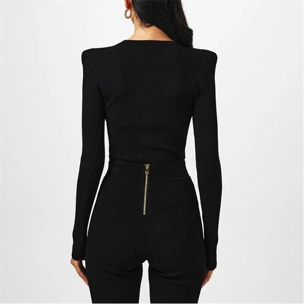 Balmain o1g2r1mq0924 Button Knit Bodysuits in Noir Size XS / US 0-2 / IT 36-38 - 5 Thumbnail