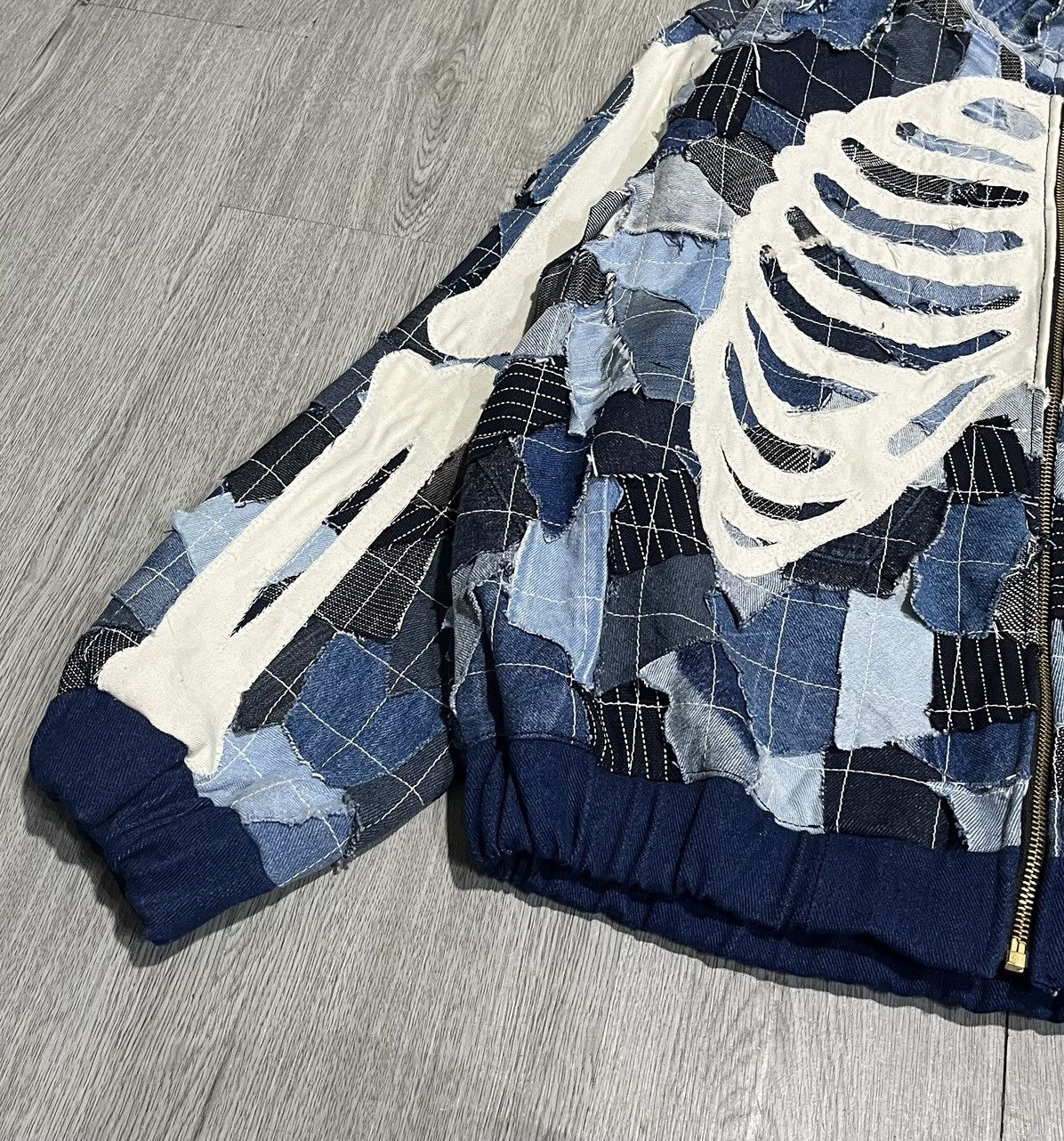 Japanese Brand Kapital Style Boro Sashiko Skeleton Zip Denim Jacket Size US L / EU 52-54 / 3 - 4 Thumbnail