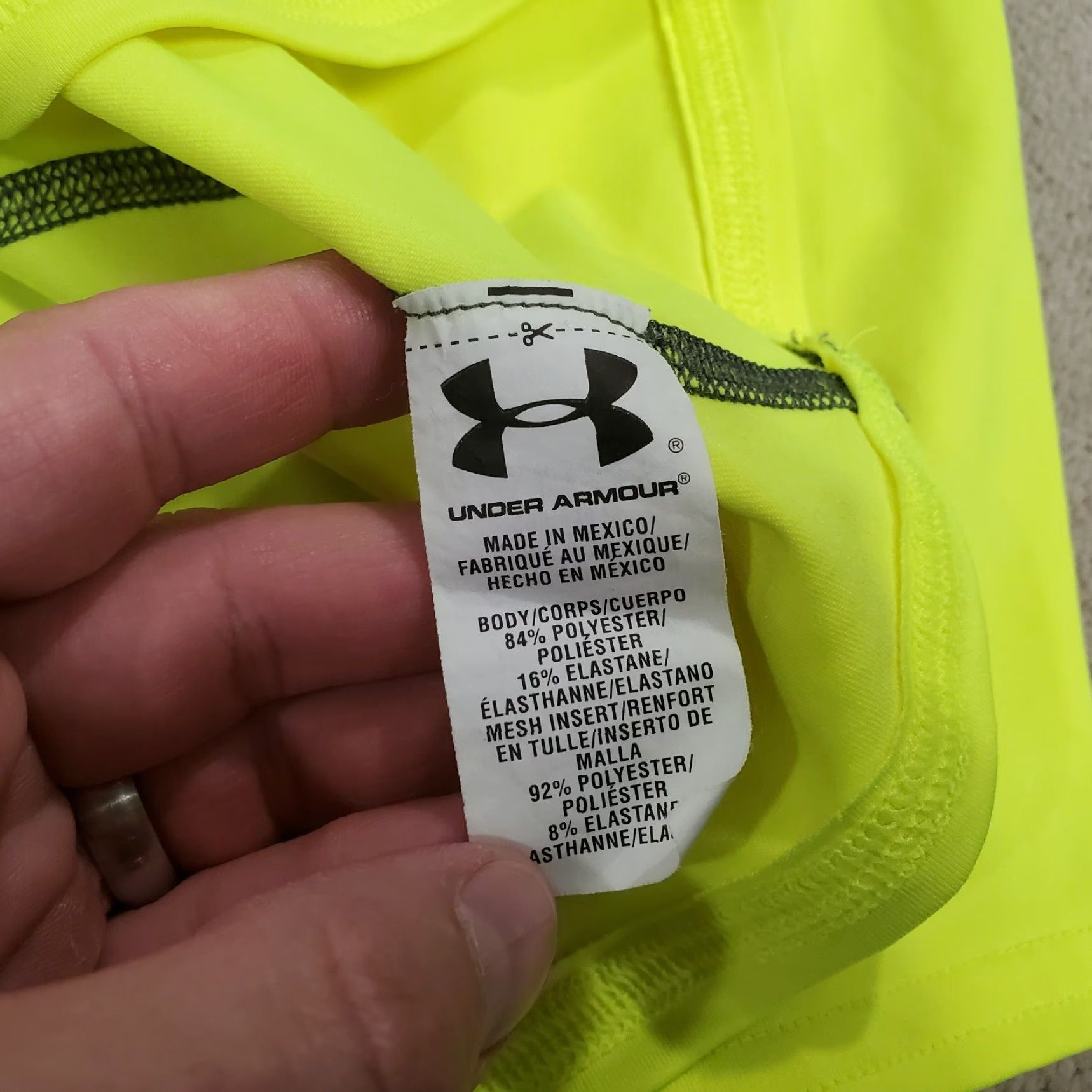 Under Armour Under Armour Logo Long Sleeve Compression Shirt Mens 2XL Yellow HeatGear Training Shirt Size US XXL / EU 58 / 5 - 5 Thumbnail