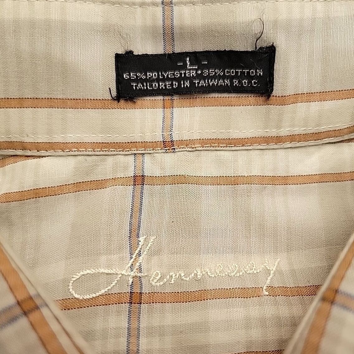 Cremieux VTG Hennessy Shirt Mens Large Brown Plaid Polyester Cotton Blend Short Sleeve Size US L / EU 52-54 / 3 - 3 Thumbnail