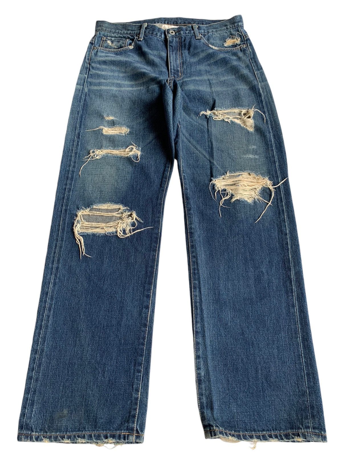 Japanese Brand × Kapital × Vintage Whiz Limited Japanese Ripped Selvedge Distressed Denim Size US 35 - 3 Thumbnail