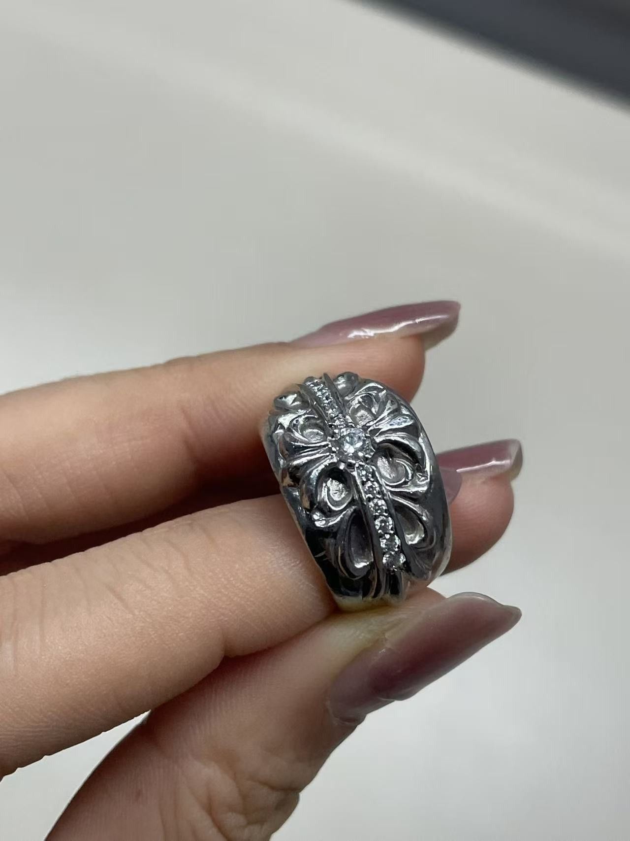 Chrome Hearts Chrome Hearts 18K White Gold Diamonds Keeper Ring Size ONE SIZE - 5 Thumbnail