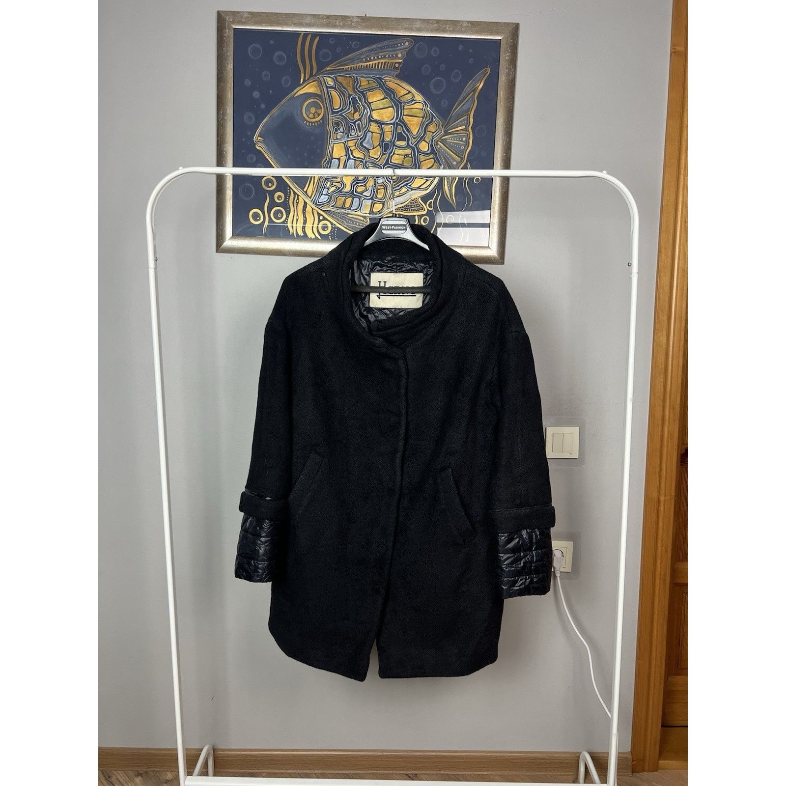 Herno Herno Women's Blue Wool Nylon Down Insulated Cape Coat Size Size L / US 10 / IT 46 - 7 Thumbnail