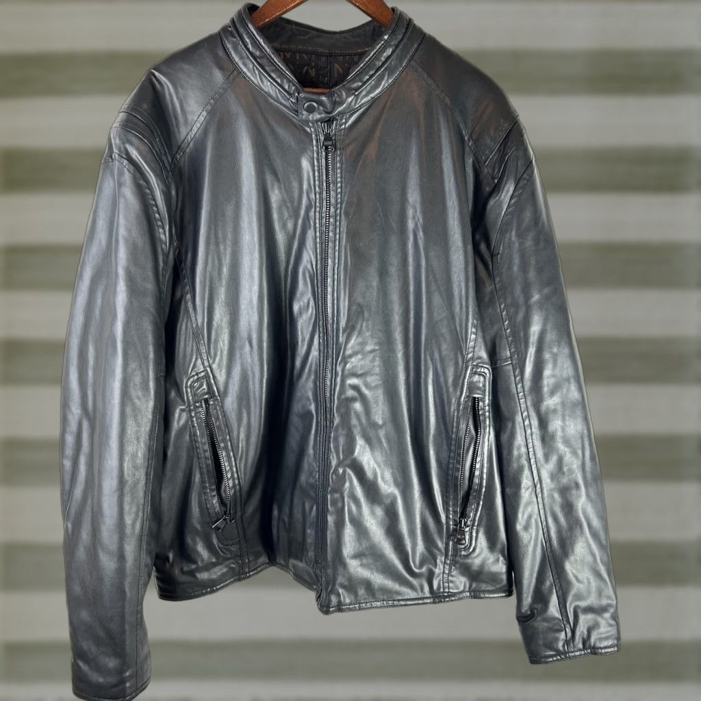 Vintage Marc New York Jacket Mens XL Black Faux Leather Motorcycle Quilted Zip Pockets Size US XL / EU 56 / 4 - 1 Thumbnail