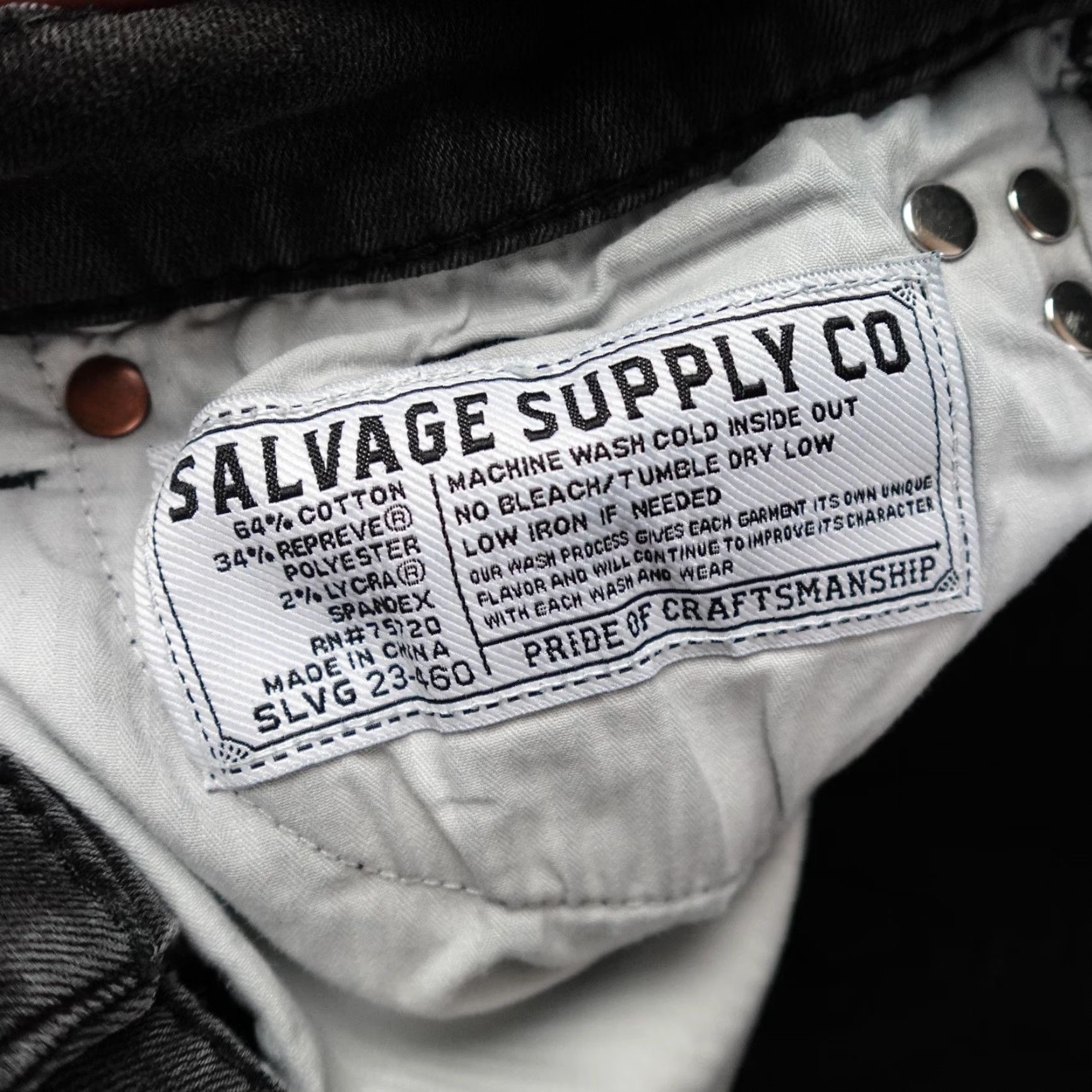 Vintage Salvage Supply Co Havoc Straight Jeans Mens 34x34 Gray Denim Slim Fit 5-Pocket Size US 32 / EU 48 - 6 Thumbnail