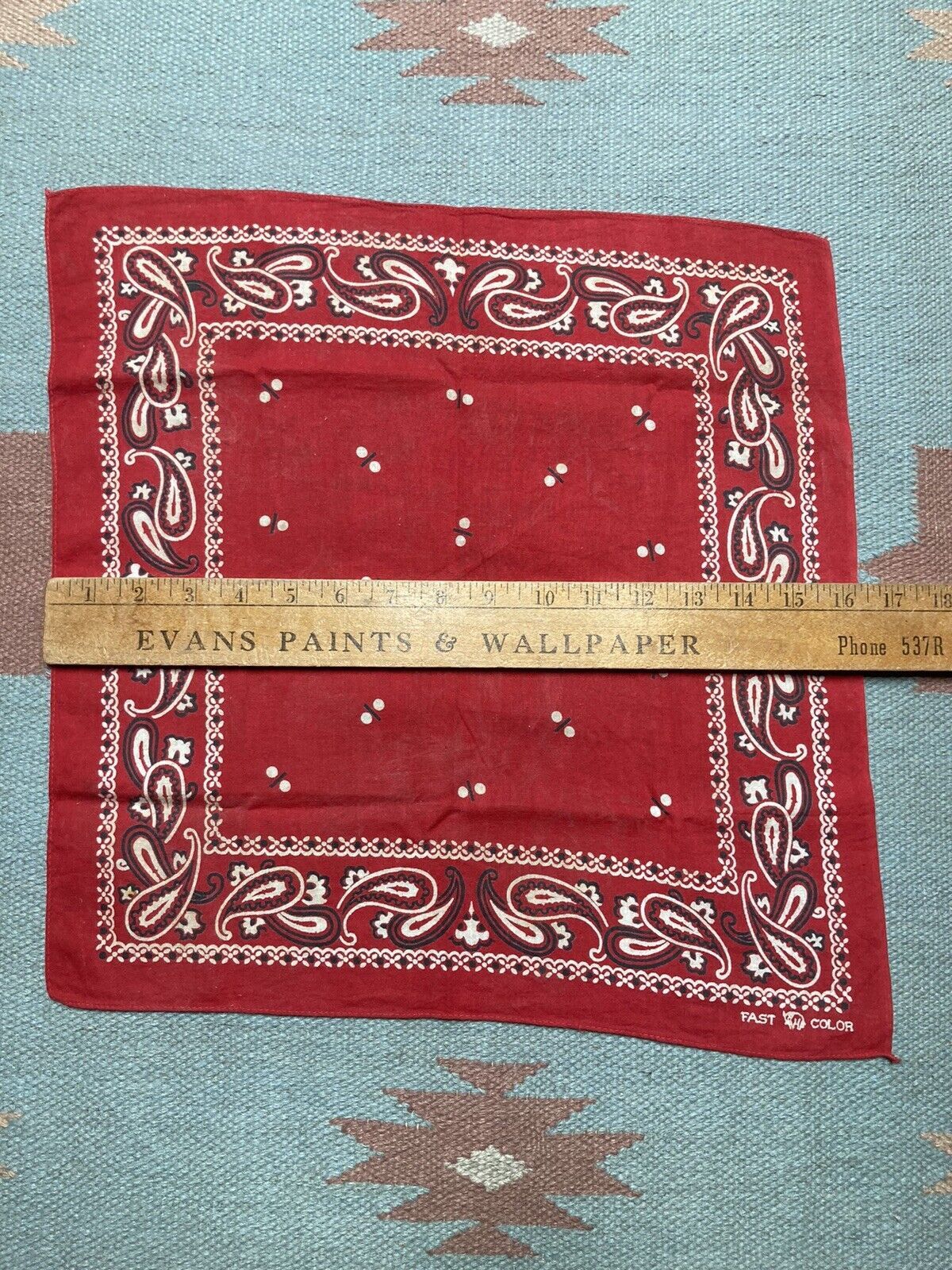 elephant bandana trunk down fast color paisley selvedge dots