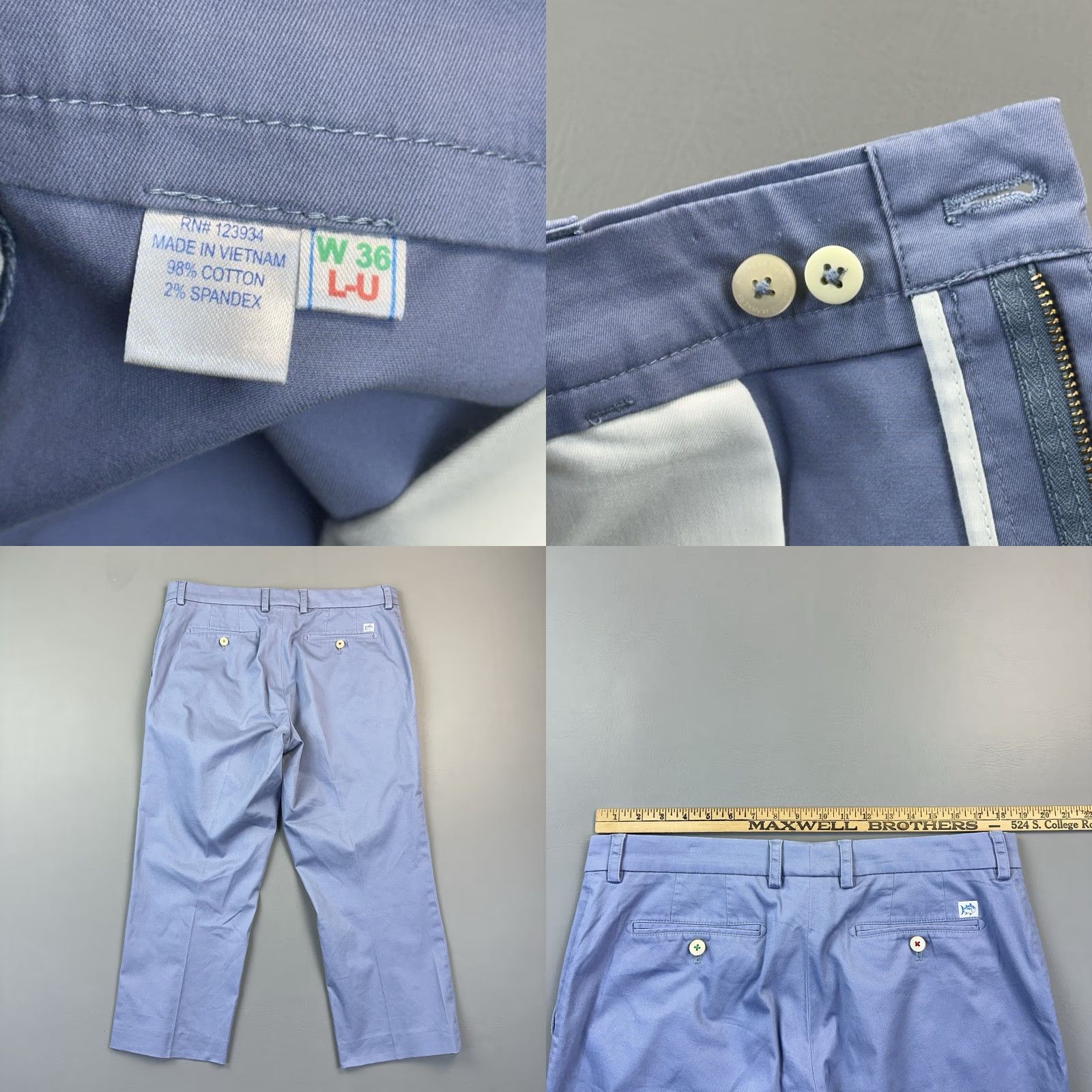 Southern Tide Southern Tide Pants Mens 36x26 Channel Marker Flat Front Chino Altered Hem Blue Regular Straight Xs? Size US 36 / EU 52 - 8 Thumbnail