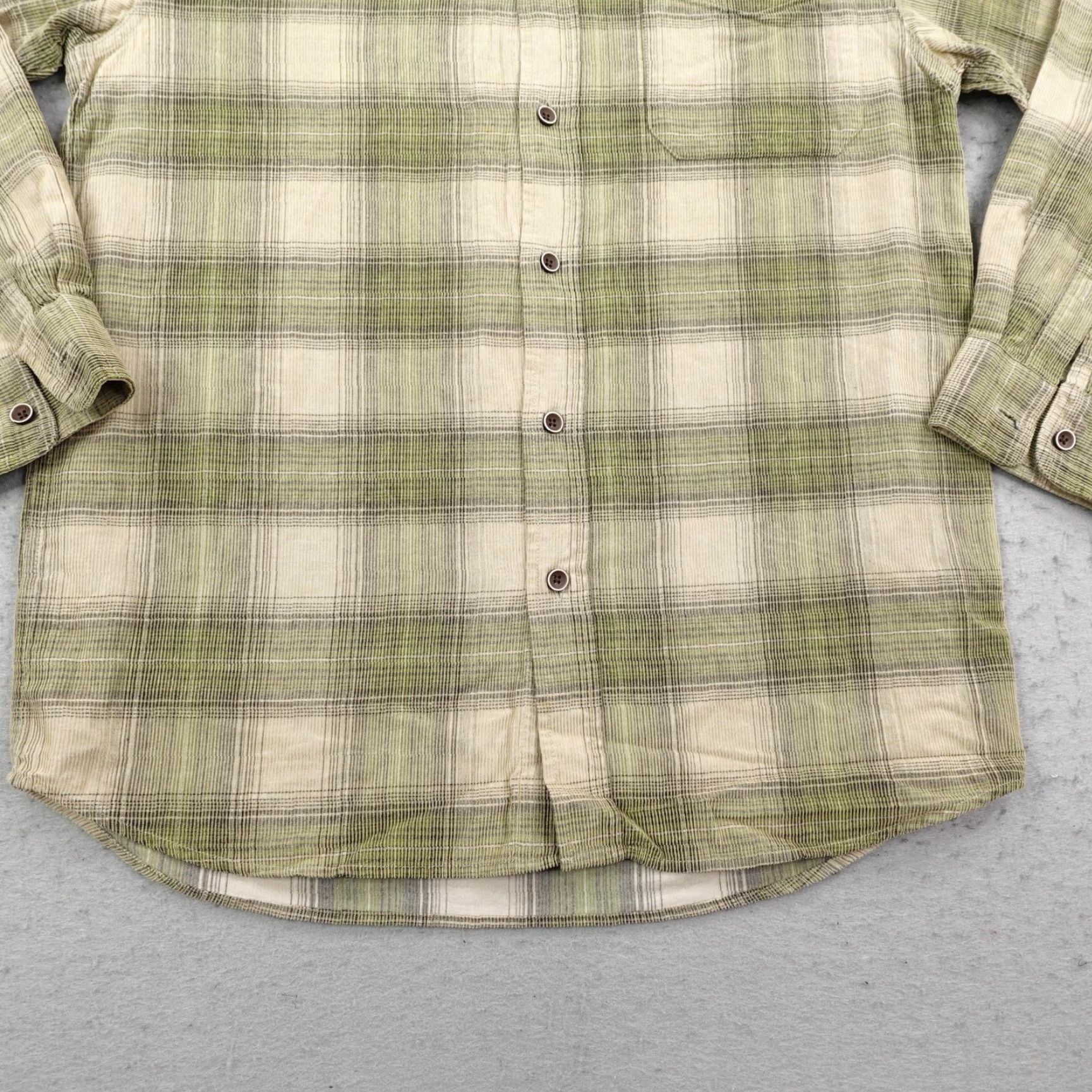 Scully Scully Shirt Men Medium Green Beige Plaid Corduroy Button Up Frontier Dress Casual Workwear Outdoors Mens Size US M / EU 48-50 / 2 - 4 Thumbnail