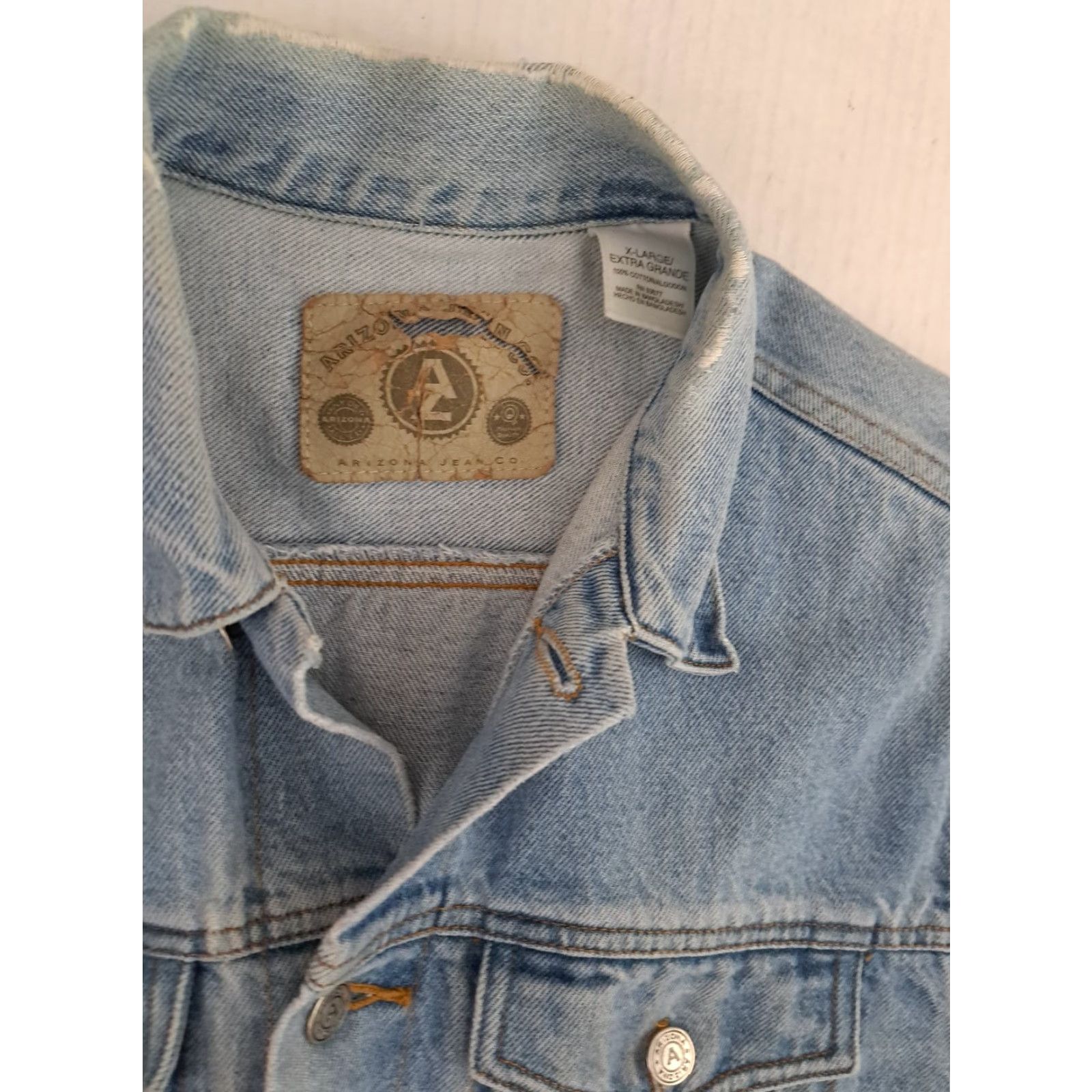 Vintage VINTAGE Arizona Jeans Jacket Blue Denim XL Womens 1990s Casual Look Biker Frayed Cuffs Size 40" / US 18 - 2 Thumbnail