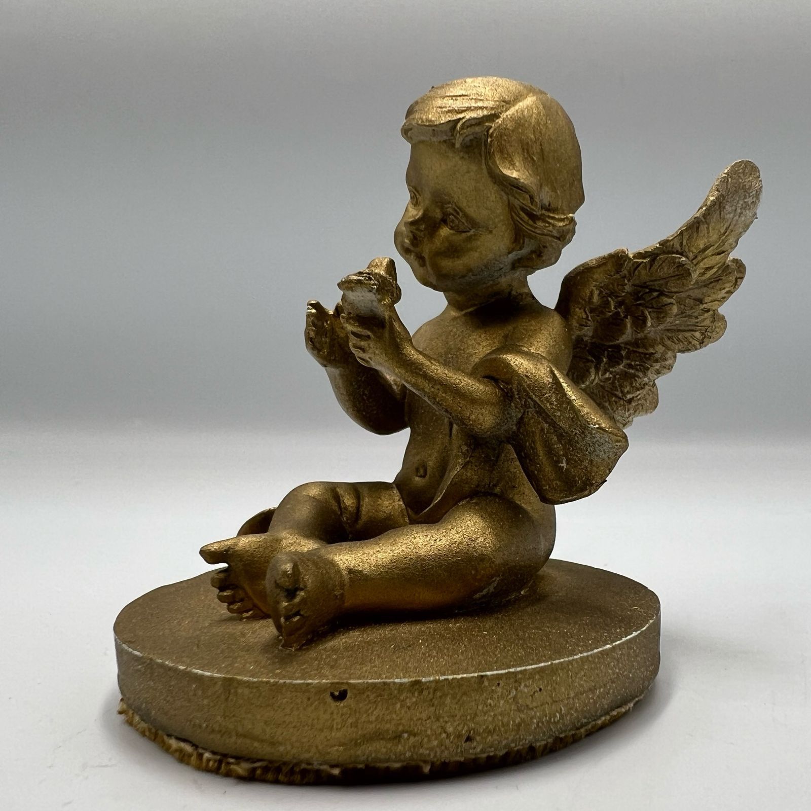 Vintage Vintage Small Angel Baby Figurine Gilded Gypsum Handmade Size ONE SIZE - 4 Thumbnail