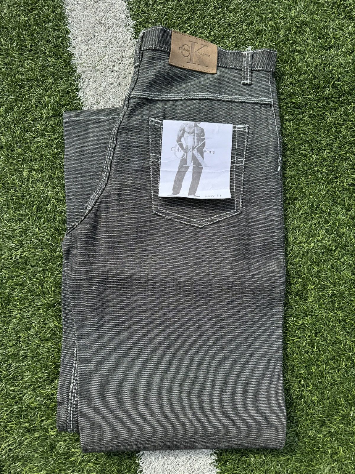 image of Calvin Klein Y2K Silver Baggy Denim Jeans, Men's (Size 34)