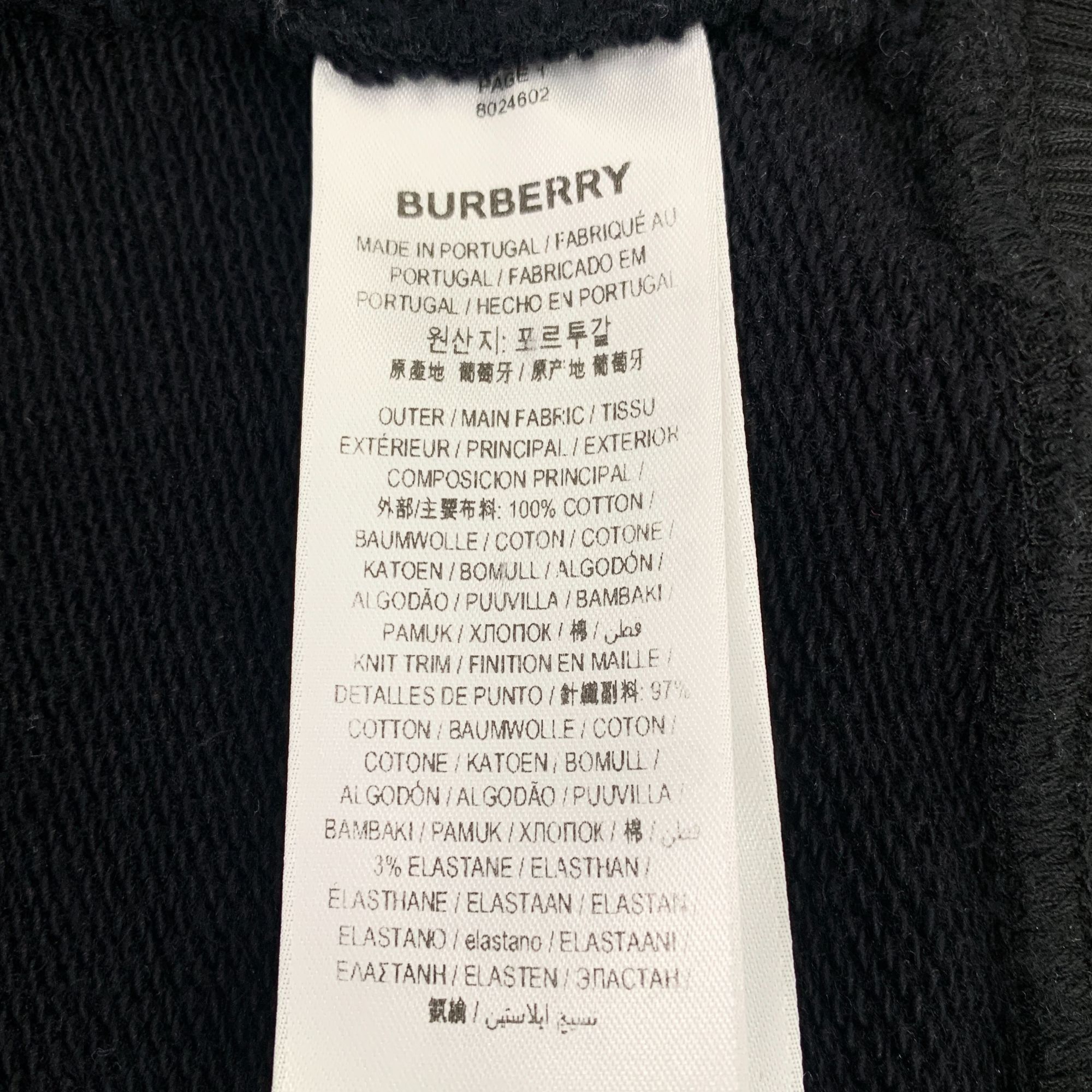 Burberry Burberry Mens Black Cotton Logo Sweatshirt Size US S / EU 44-46 / 1 - 5 Thumbnail