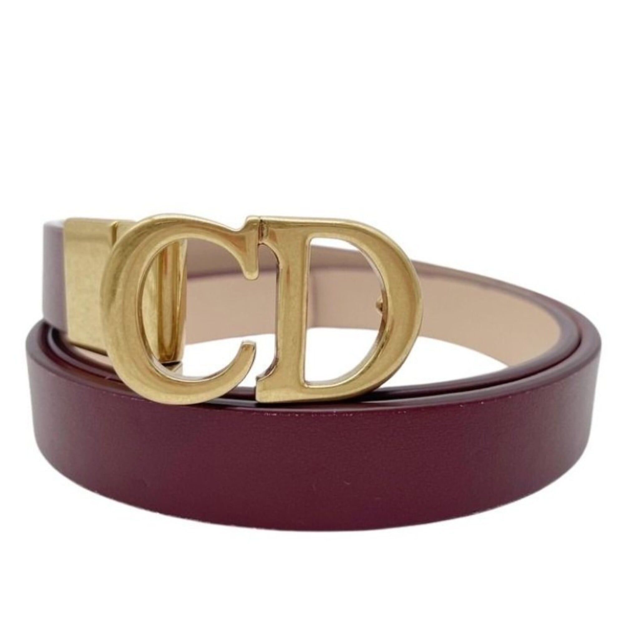 Dior Christian Dior Belt Saddle Reversible Bordeaux Leather Women's Size ONE SIZE - 1 Thumbnail