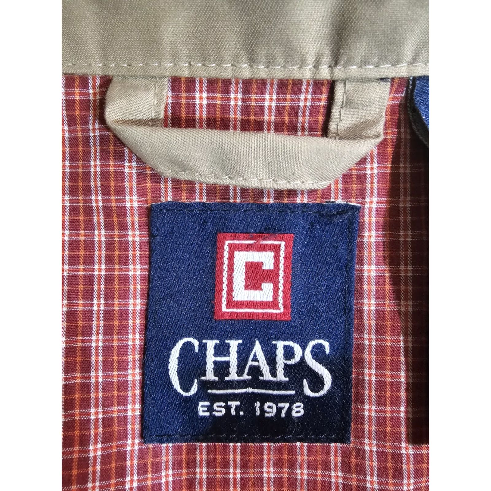 Chaps VINTAGE CHAPS by Ralph Lauren 100% Cotton Full-Zip Jacket Check Lined Mens Sz Lg Jacket Size US L / EU 52-54 / 3 - 4 Thumbnail