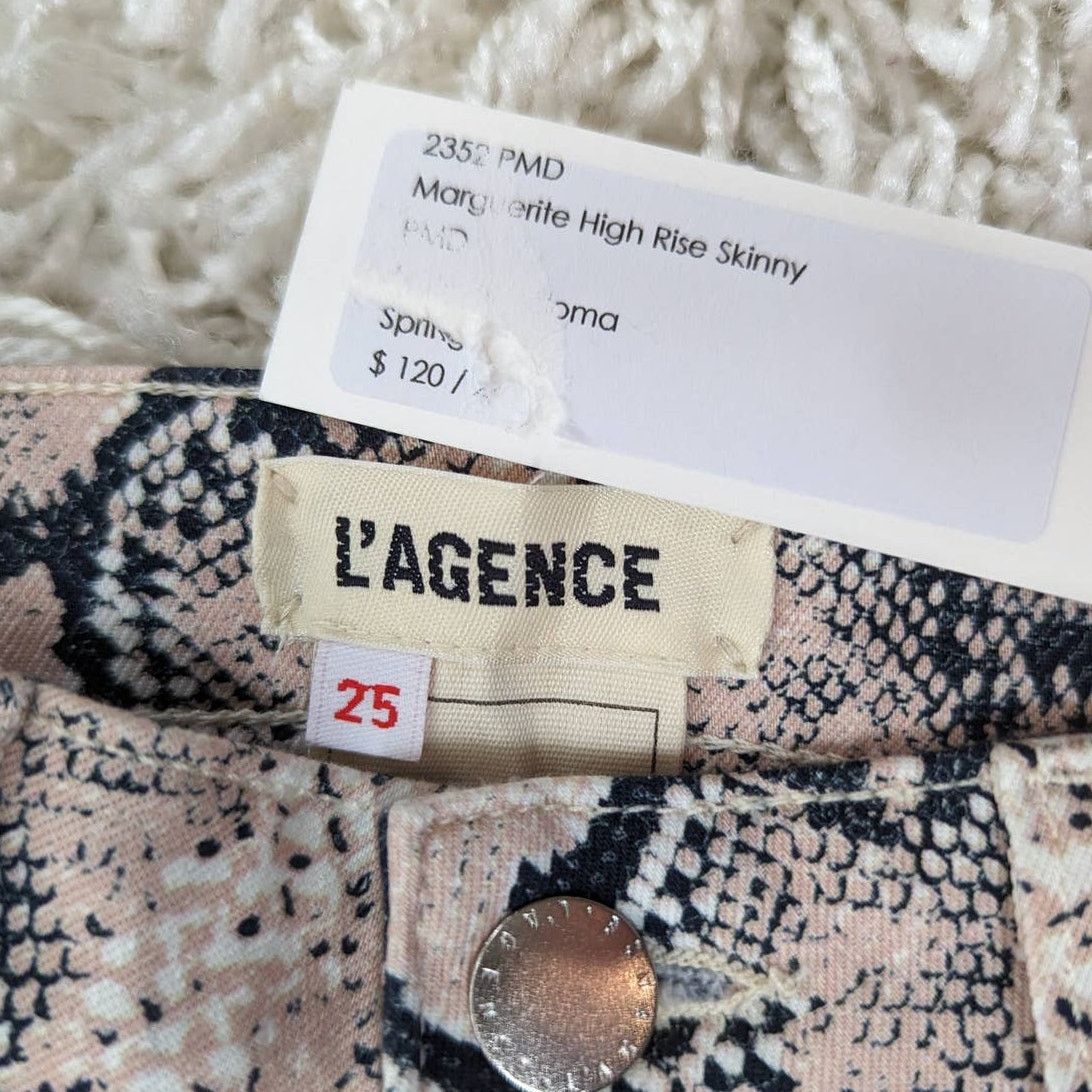 L'AGENCE L’AGENCE Marguerite Pink Python Print High Rise Jeans Size 25" / US 0 / IT 36 - 6 Thumbnail