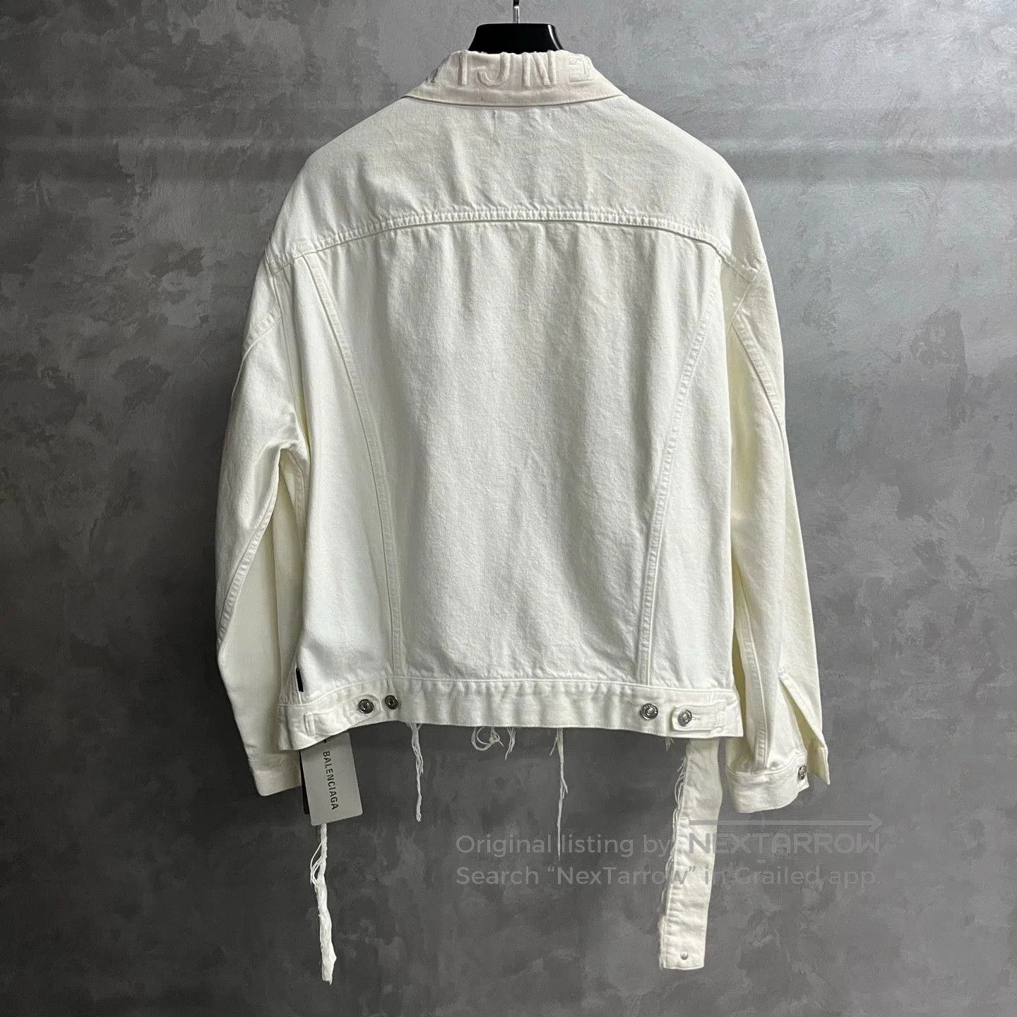 Balenciaga Balenciaga White Denim Jacket with Ribbons. Size US XS / EU 42 / 0 - 6 Thumbnail