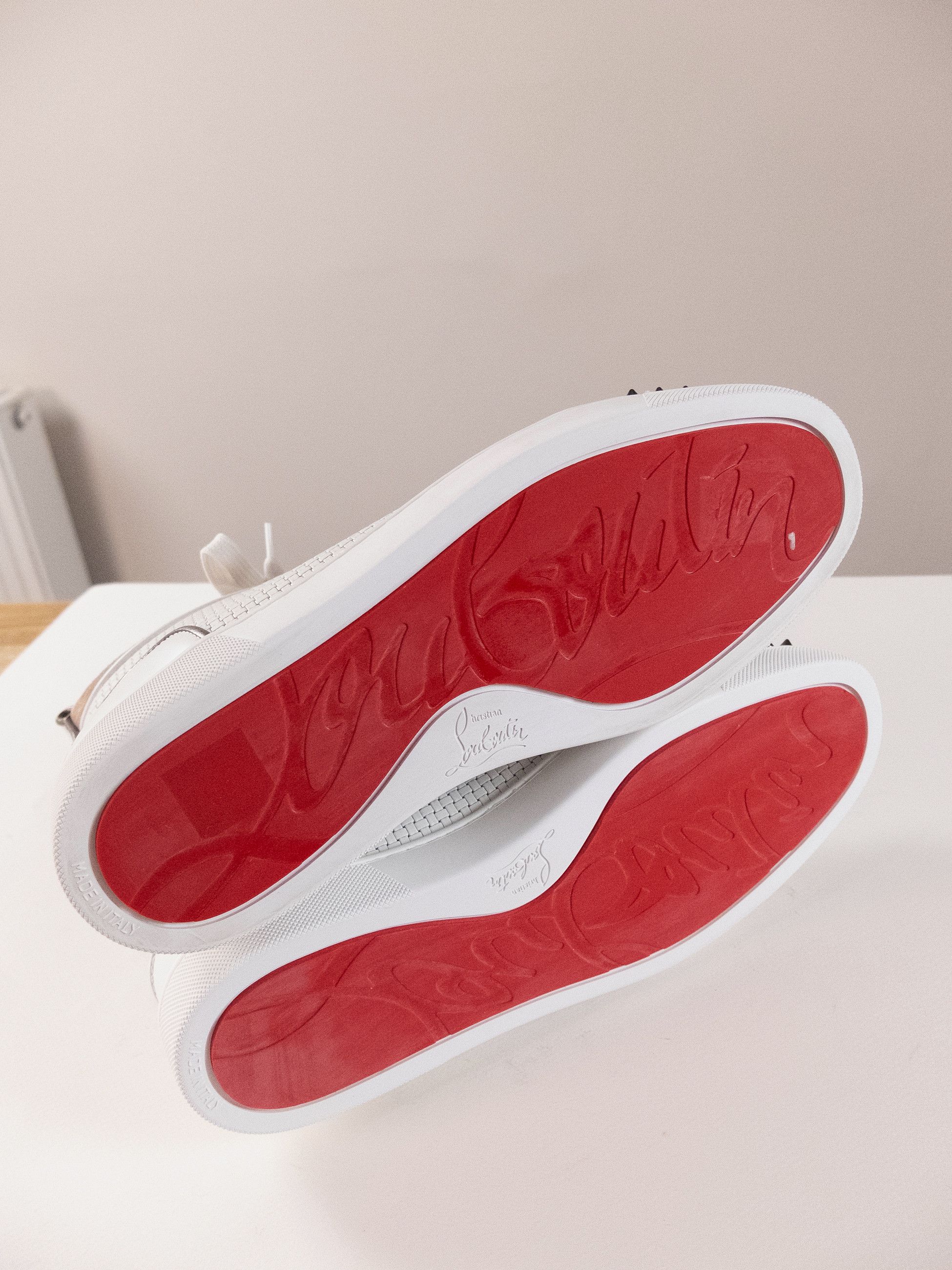 Christian Louboutin CHRISTIAN LOUBOUTIN Louis Spikes white leather sneakers 9 42 Size US 9 / EU 42 - 8 Thumbnail