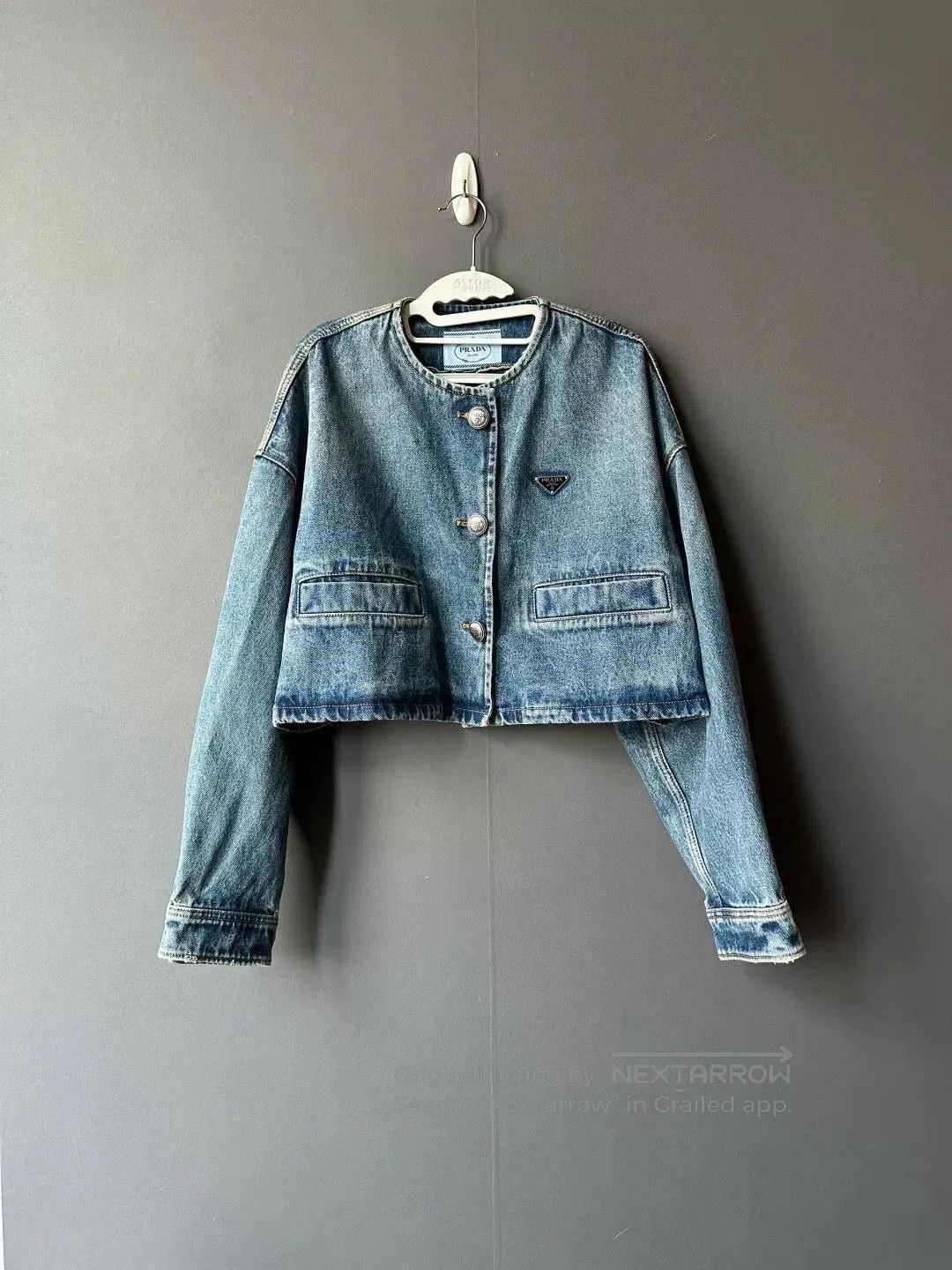 Prada prada short denim jacket with silver buckle. Size M / US 6-8 / IT 42-44 - 1 Thumbnail