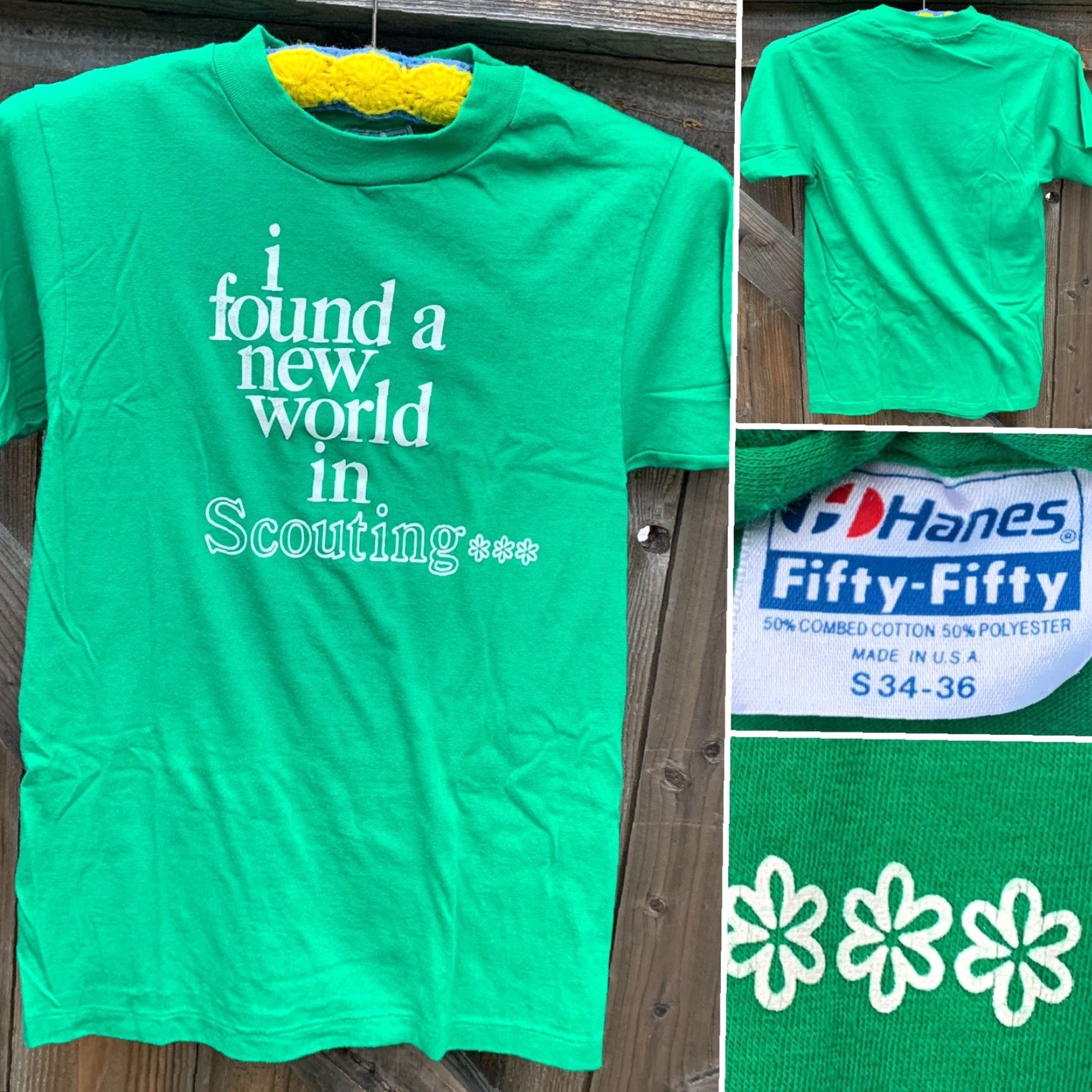 Hanes VINTAGE Hanes T-Shirt Girl Scouts Scouting I Found A New World In Scouting S Green 50% cotton 50% polyester Small / S Men Size US S / EU 44-46 / 1 - 5 Thumbnail