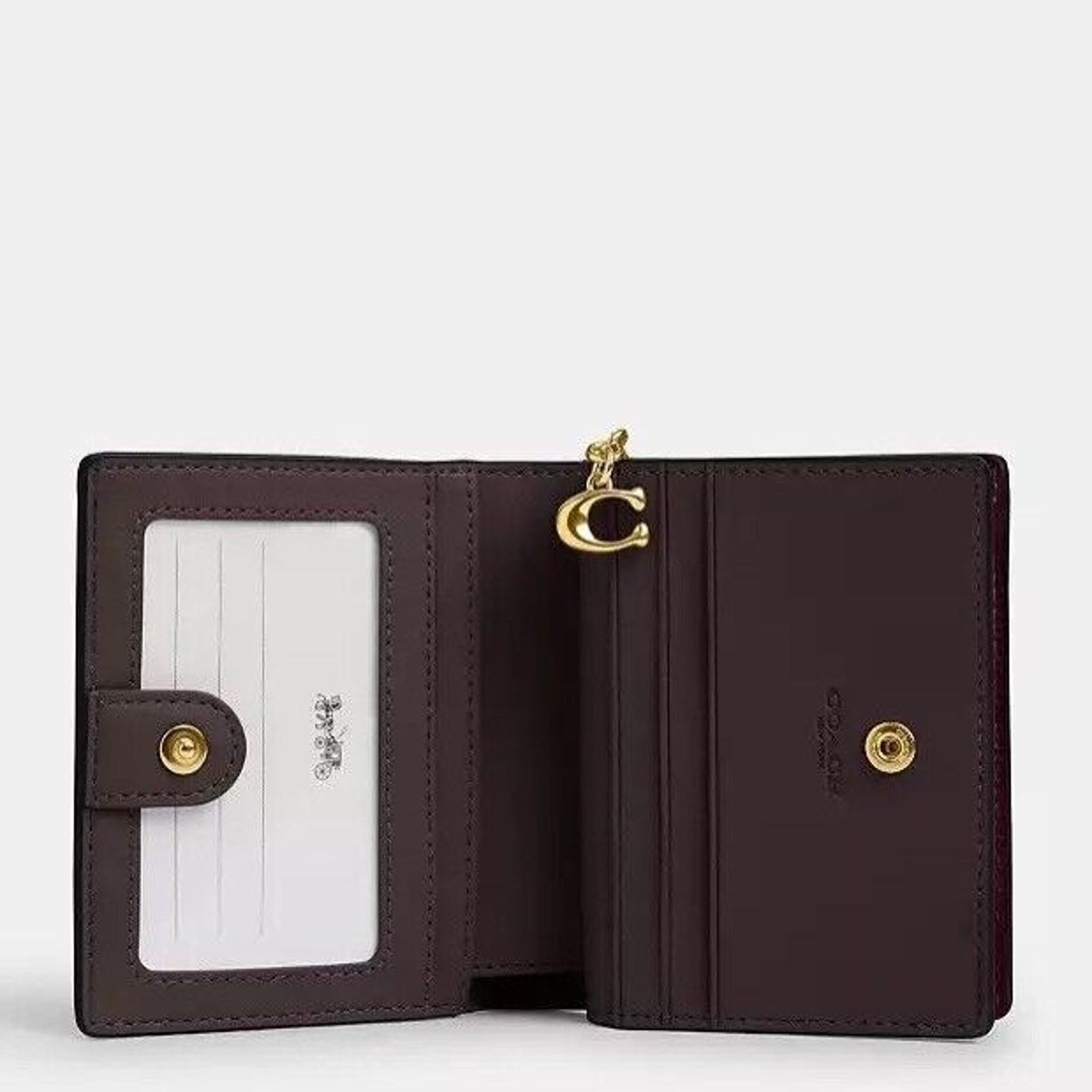 Coach NWT Coach Snap Wallet C2862 Merlot Pebbled Leather Charm Size ONE SIZE - 7 Thumbnail