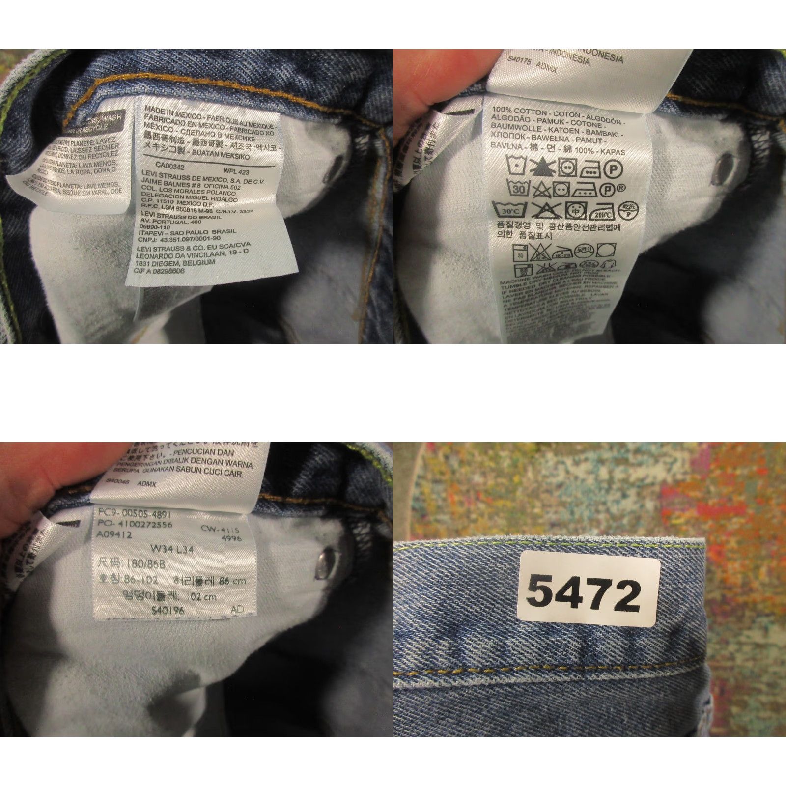 Levi's VINTAGE Levis 505 Jeans 34x34 Medium Wash Blue Denim Regular Fit Straight Leg Mens Regular 34 Blue Size US 34 / EU 50 - 8 Thumbnail