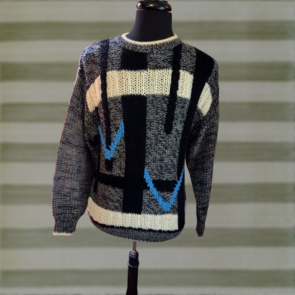 Vintage VINTAGE W.R. Gass Geometric Hand Knit Sweater Mens M Size US M / EU 48-50 / 2 - 1 Thumbnail