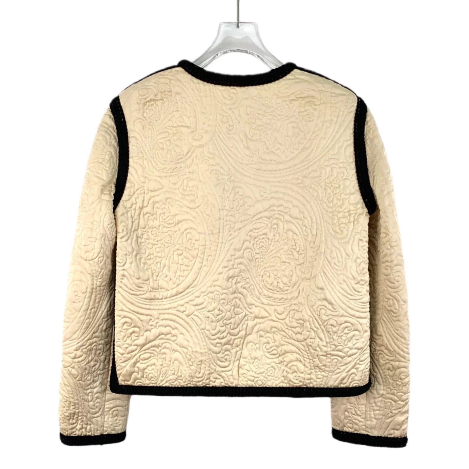 Celine Celine Beige Floral Embossed Crew Neck Long Sleeve Jacket Size S / US 4 / IT 40 - 2 Thumbnail