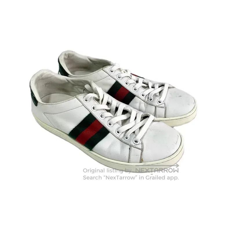 Gucci Gucci Ace series white striped webbing lace-up casual flat Size US 6.5 / IT 36.5 - 2 Thumbnail
