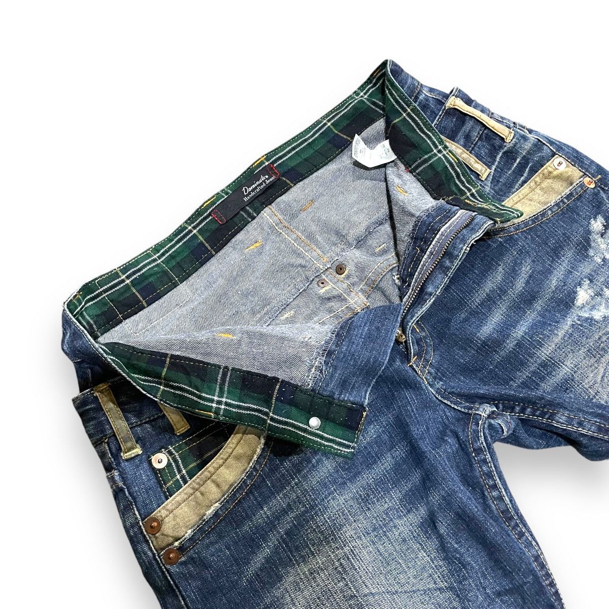 Le Grande Bleu (L.G.B.) DOMINATED HANDCRAFTED LOVEROCK DOUBLE WAIST SPIRAL CUT JEANS Size US 30 / EU 46 - 11 Thumbnail