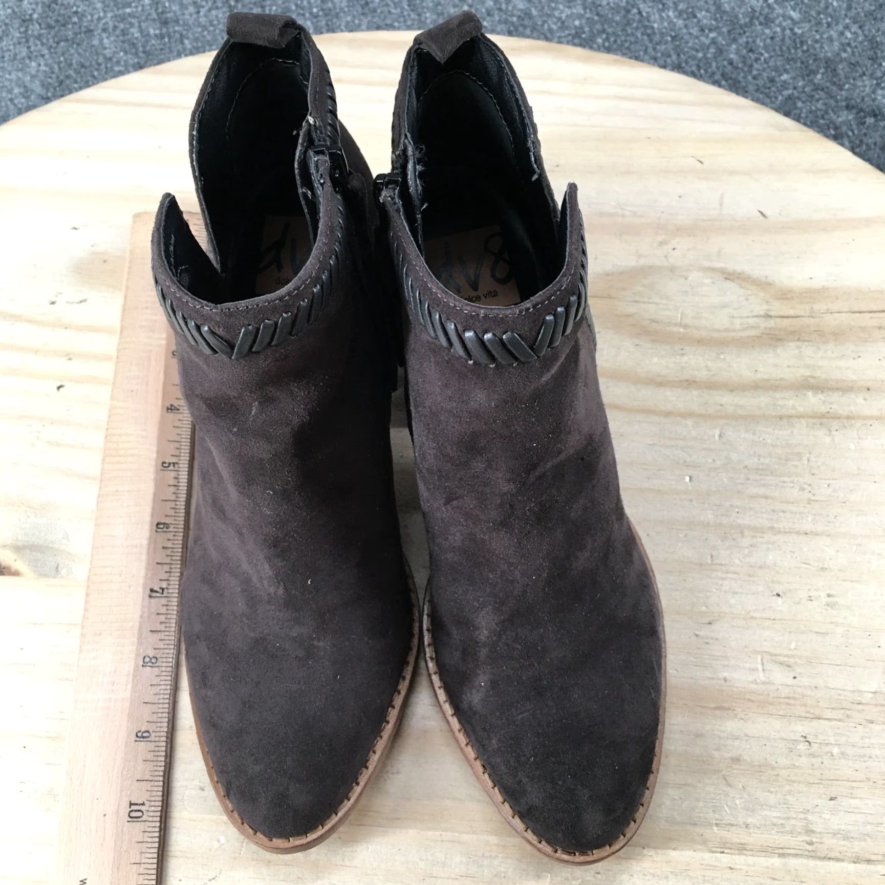 Dolce Vita Dolce Vita Boots Womens 5.5 Ankle Booties Brown Fabric Side Zipper Casual Heels Mid 2.75in Bootie Womens Brown Fabric Zip Size US 6 / IT 36 - 7 Thumbnail