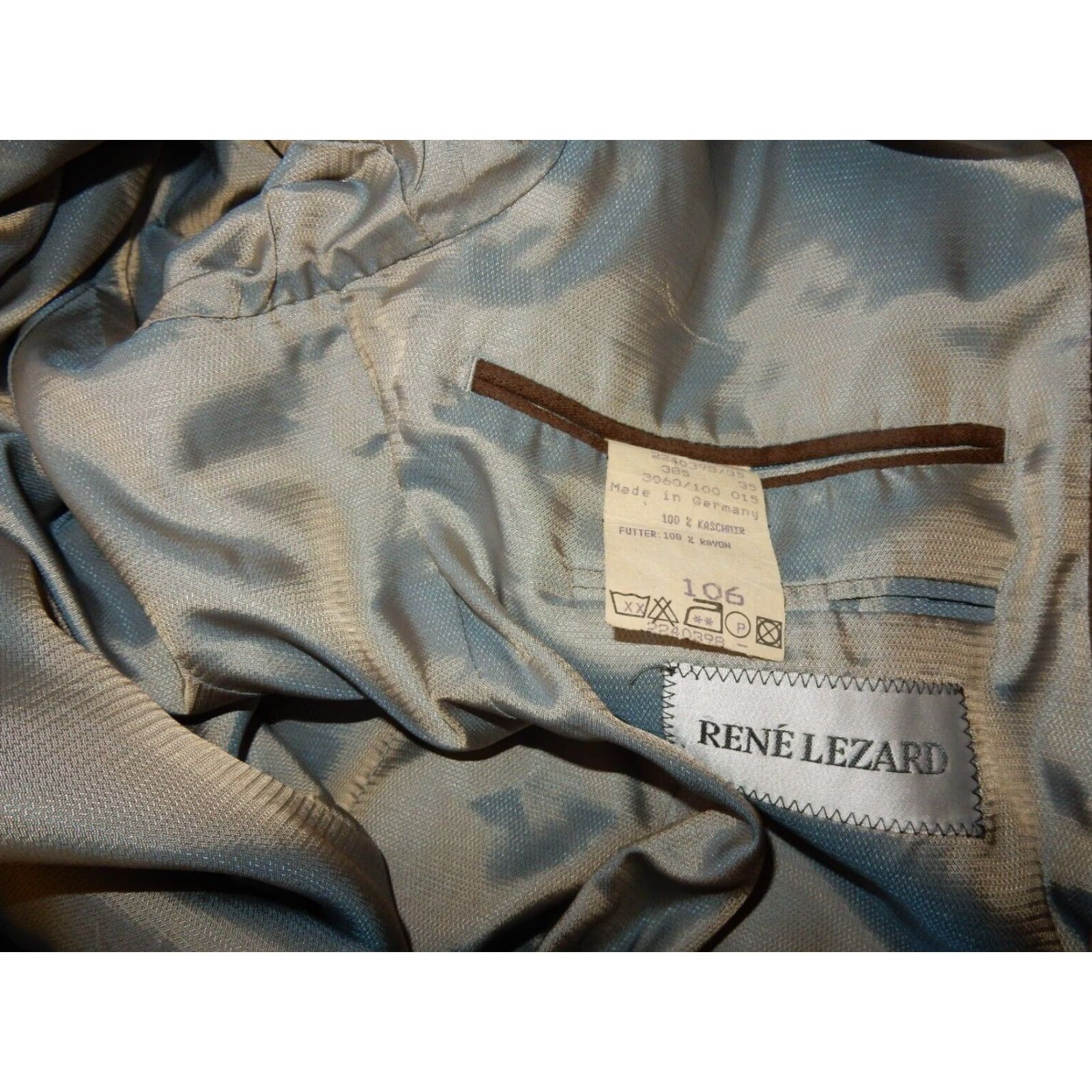 Vintage VINTAGE Rene Lezard Men's Sport Coat Blazer Jacket 100% Cashmere Brown Size 54 EUR/44 US Size 54R - 6 Thumbnail