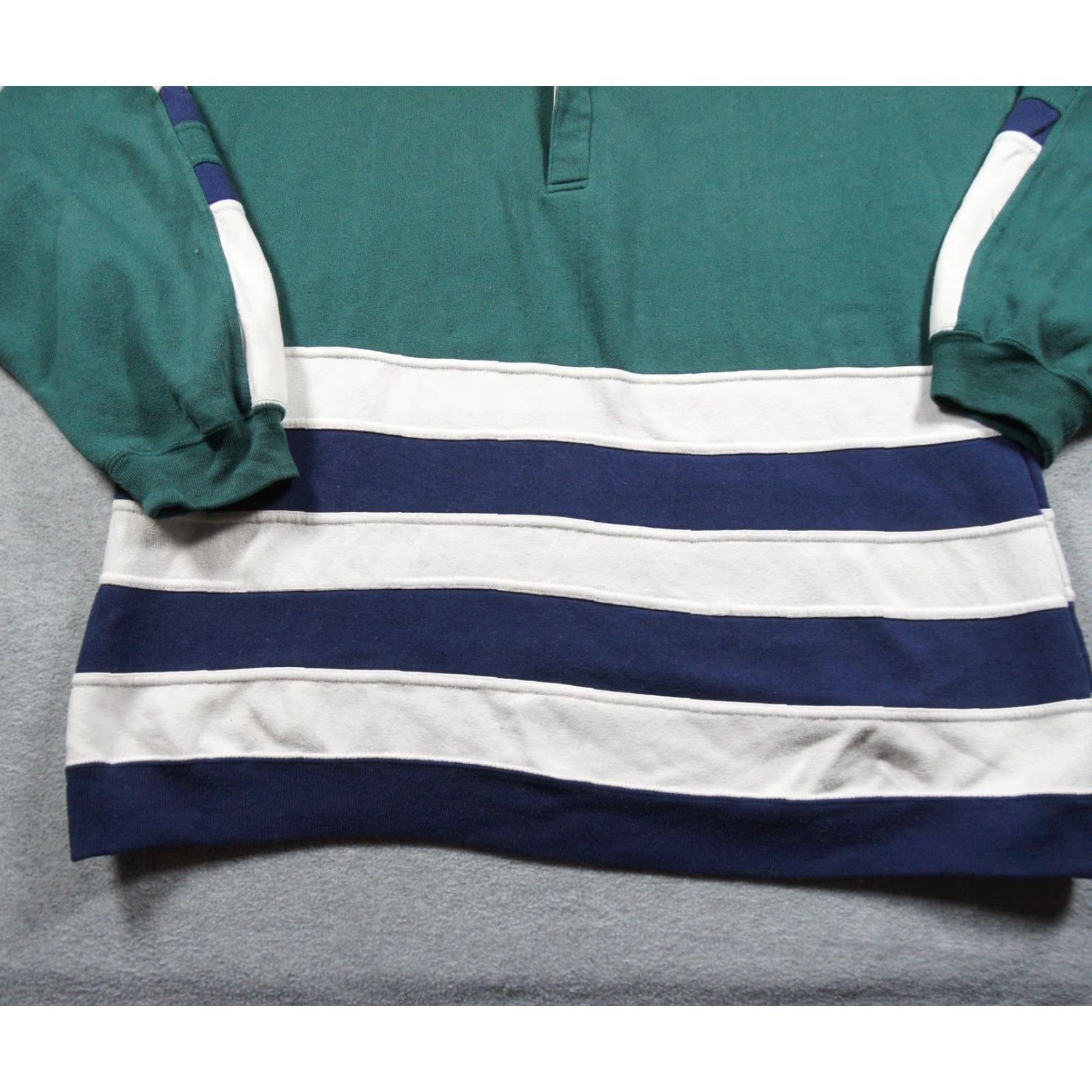 Vintage VINTAGE Sports Accent Sweatshirt Mens XL Green Striped Long Sleeve Rugby Pullover Shirt Size US XL / EU 56 / 4 - 3 Thumbnail
