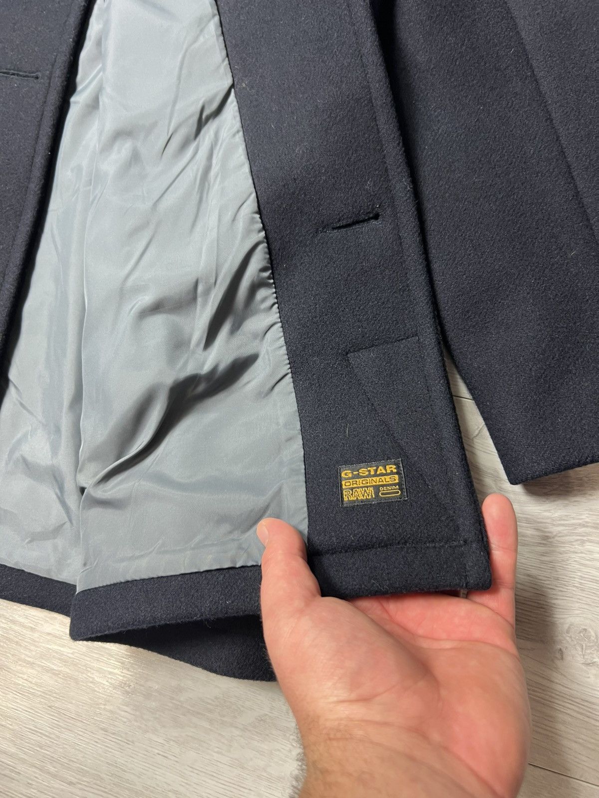 G-Star Rare G-Star RAW Wool Double Breasted Pea Coat Anchor Buttons Size US L / EU 52-54 / 3 - 14 Thumbnail