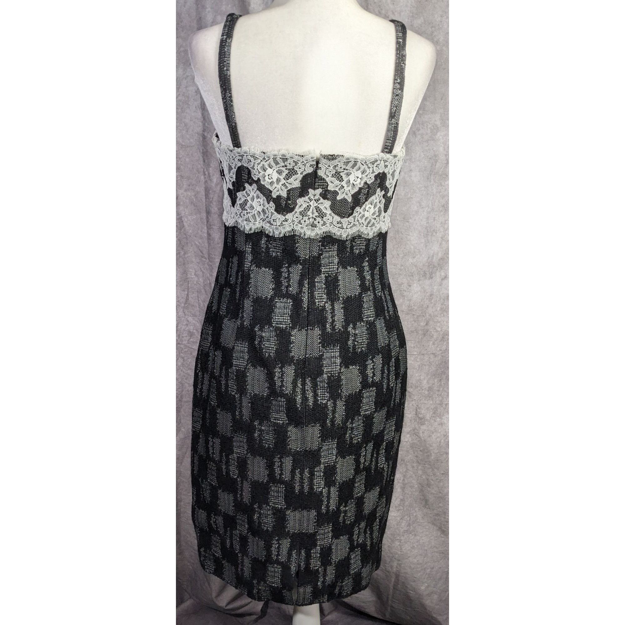 Other W By Worth Corporate Goth Black White Tweed Lace Trim Bustie Size M / US 6-8 / IT 42-44 - 9 Thumbnail